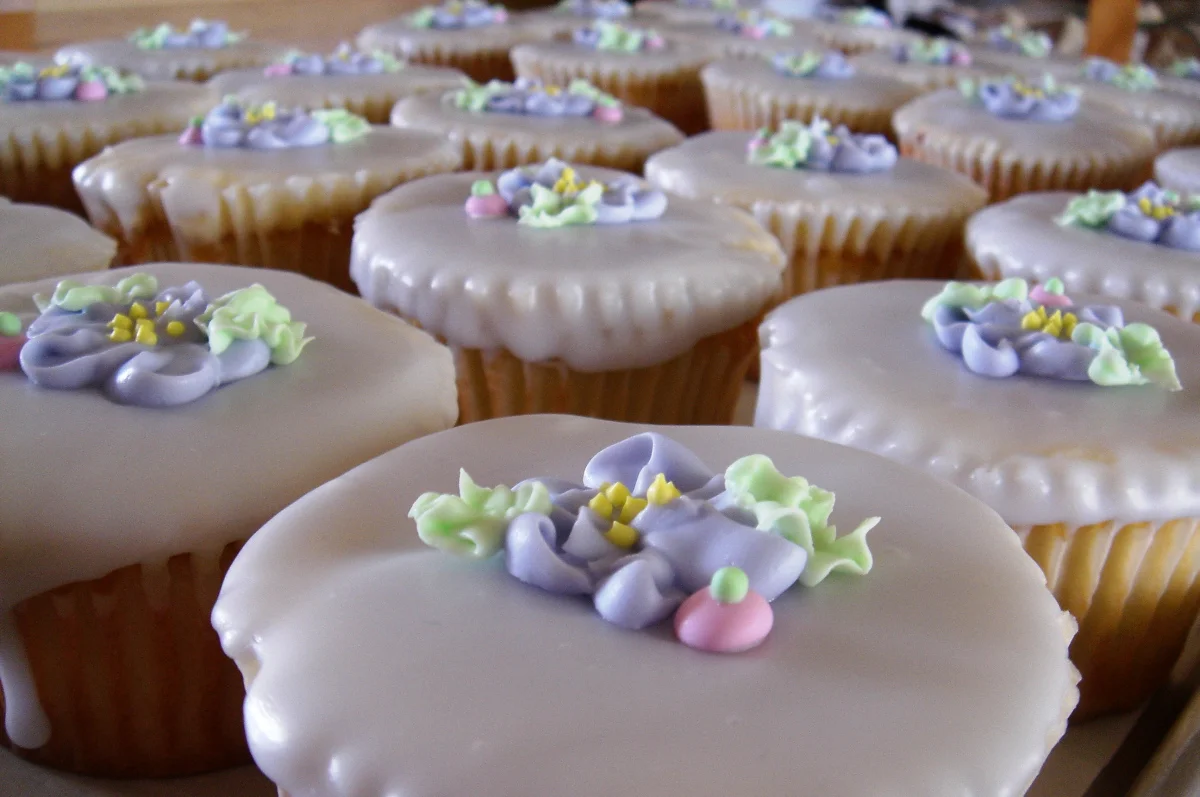 Vanilla Cupcakes topped with Fondant