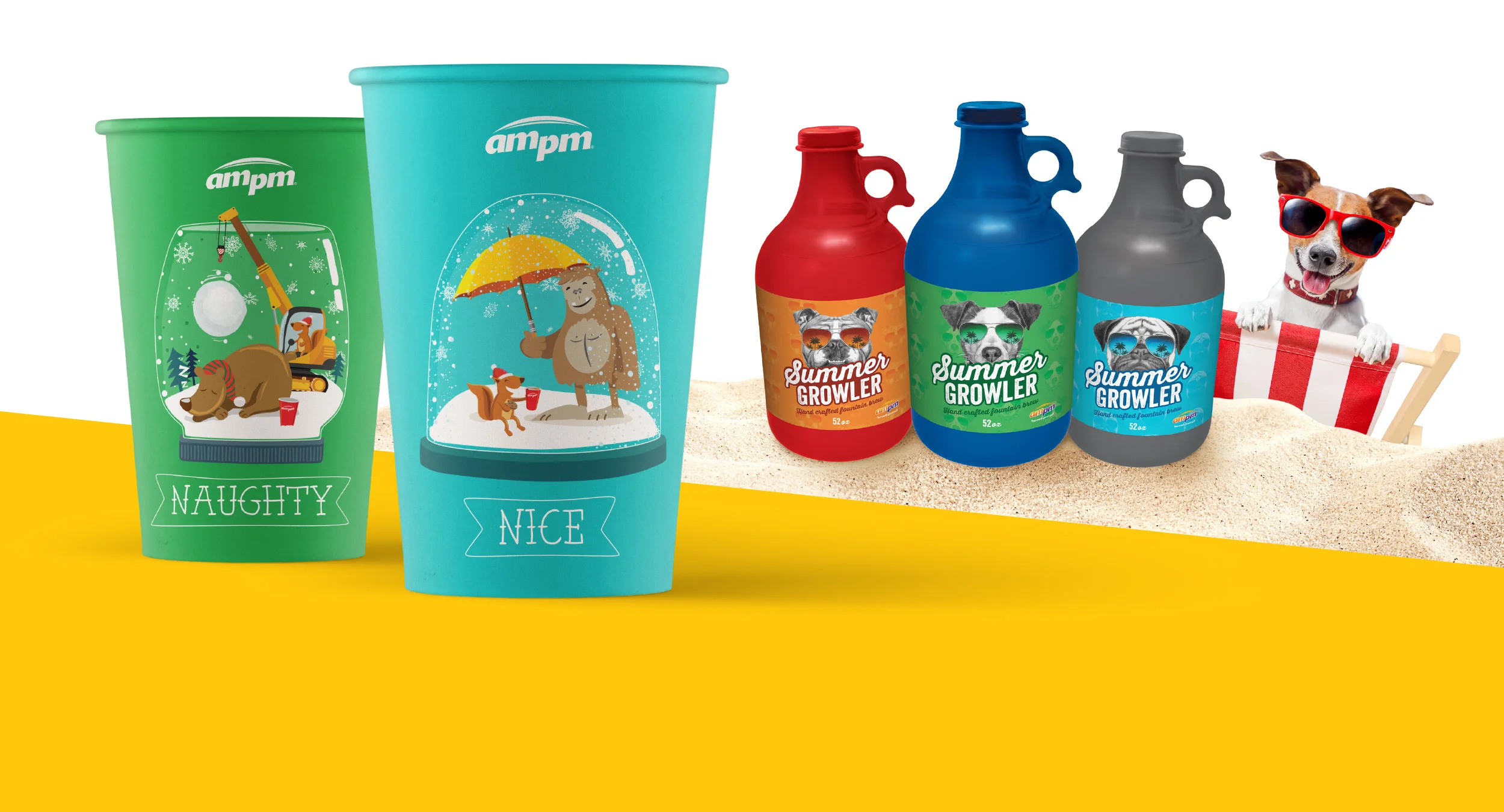 ampm collectable cups and growlers