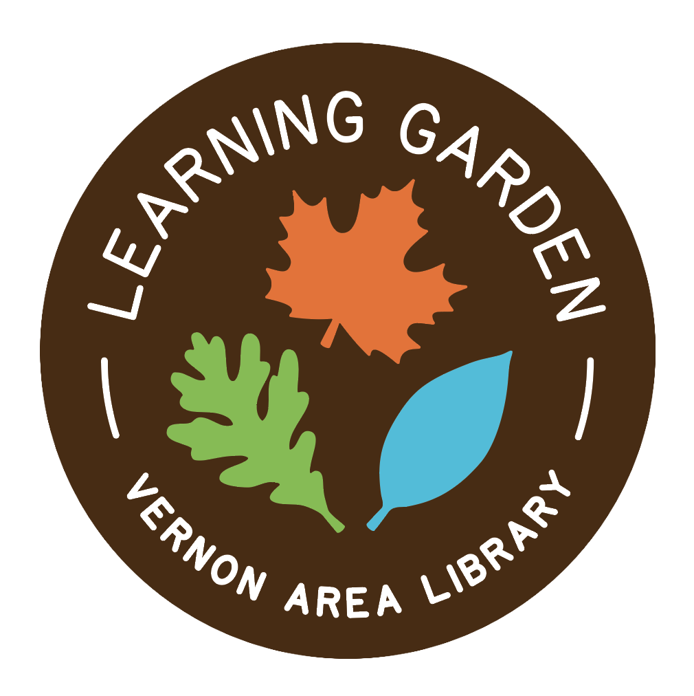 round, brown sticker with three leaves