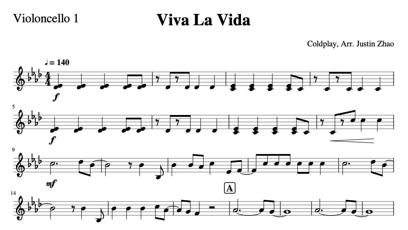 Viva Vida - Coldplay for Cello Quartet String Theory Cellos