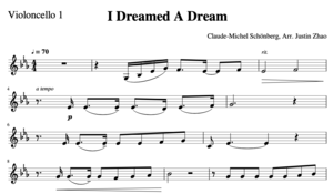 I Dreamed A Dream From Les Miserables Claude Michel Schonberg For Cello Quartet String Theory Cellos
