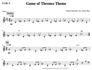 Theme From Game Of Thrones For Cello Quintet String Theory Cellos A cello cover of the game of thrones theme tune has been posted on the internet. theme from game of thrones for cello quintet string theory cellos