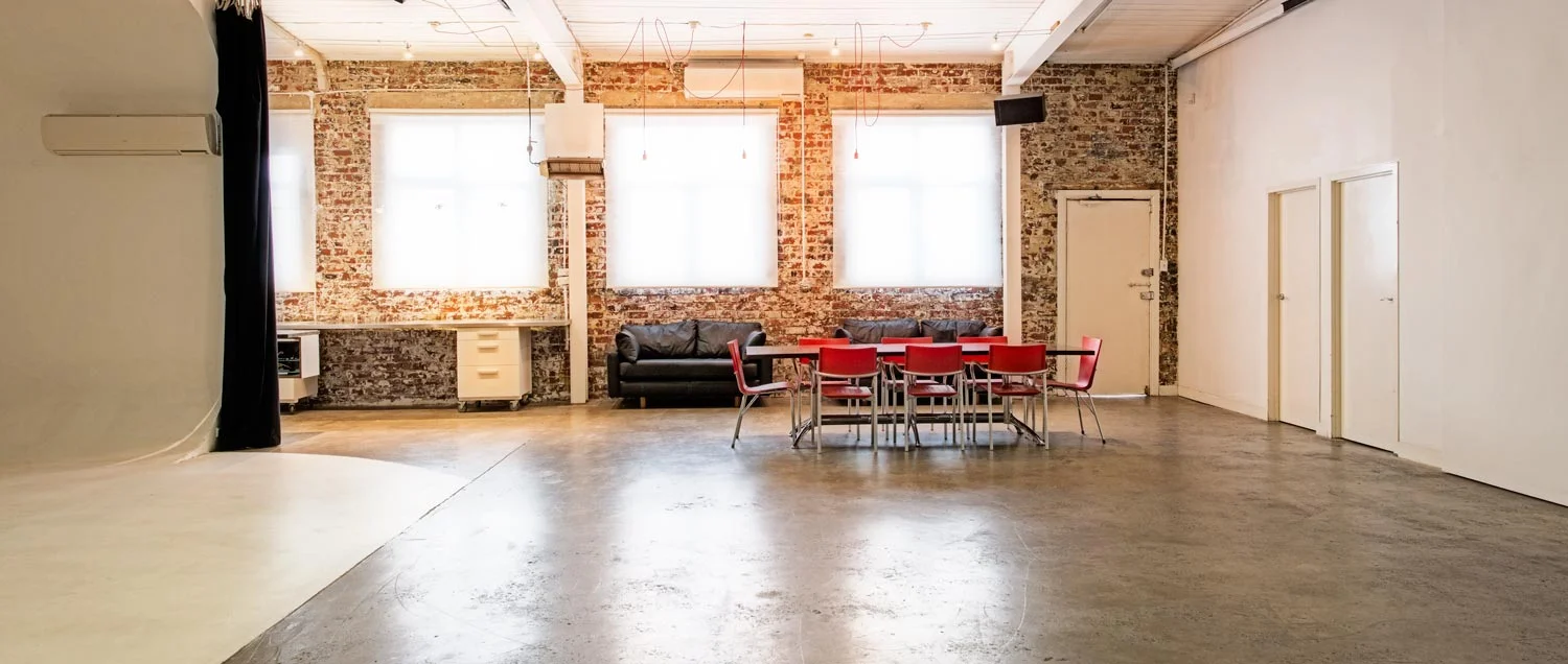 Pared back brick walls and polished concrete floors.