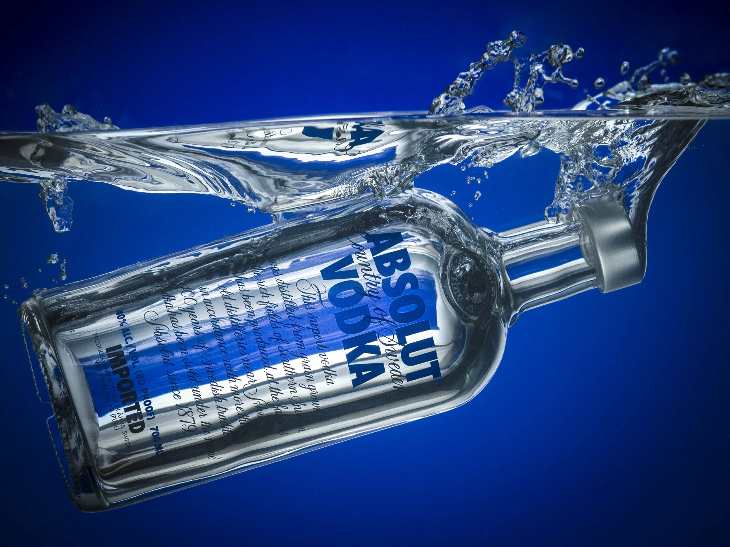 Vodka bottle splash