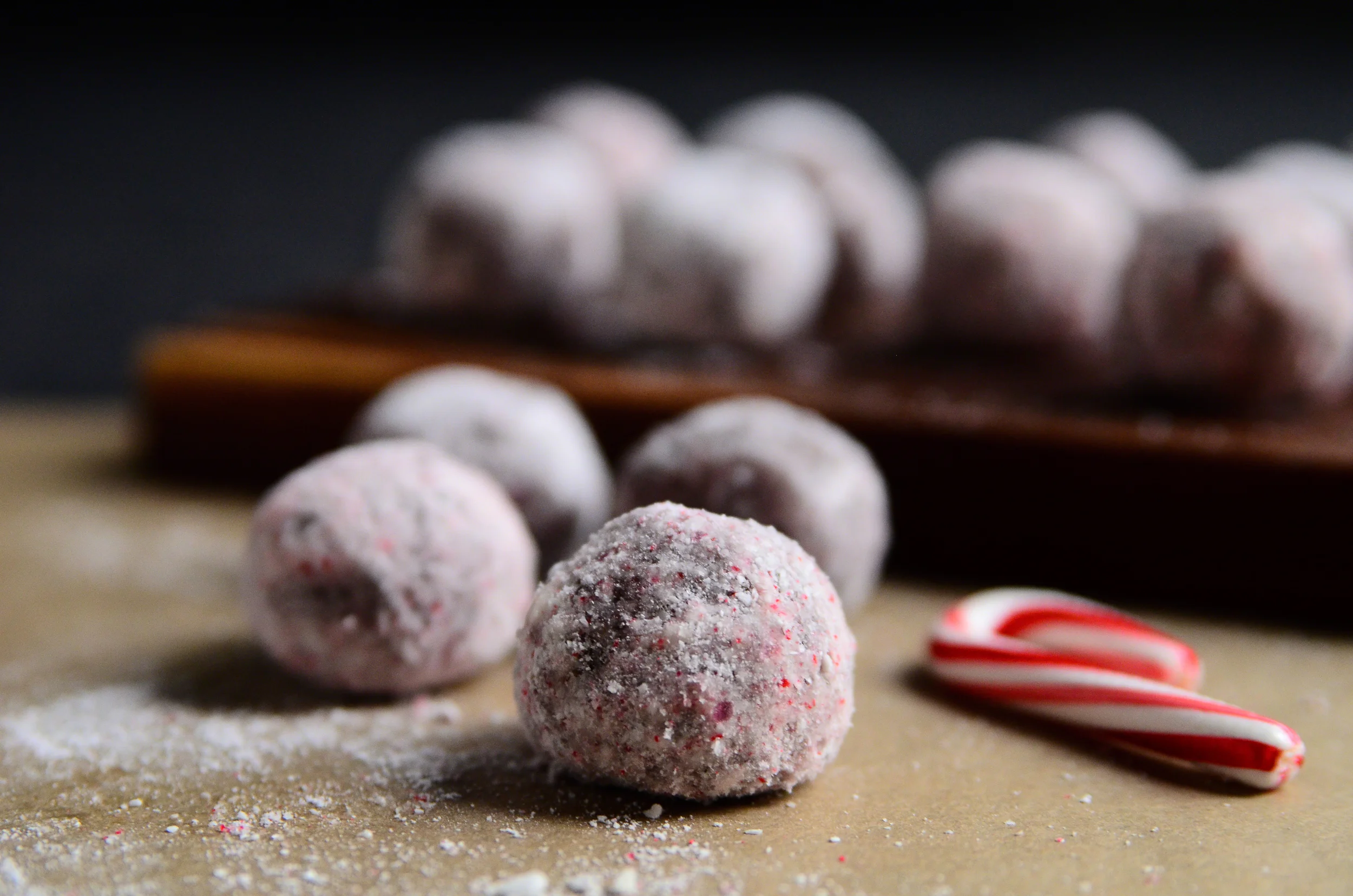 Candy Cane Date Balls with Cacao and Coconut