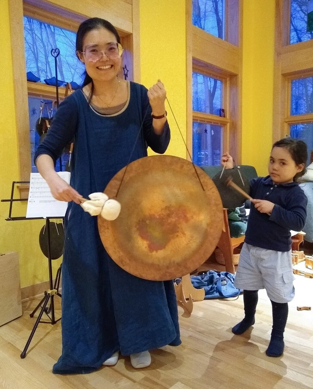 Saeko playing a Tam-tam