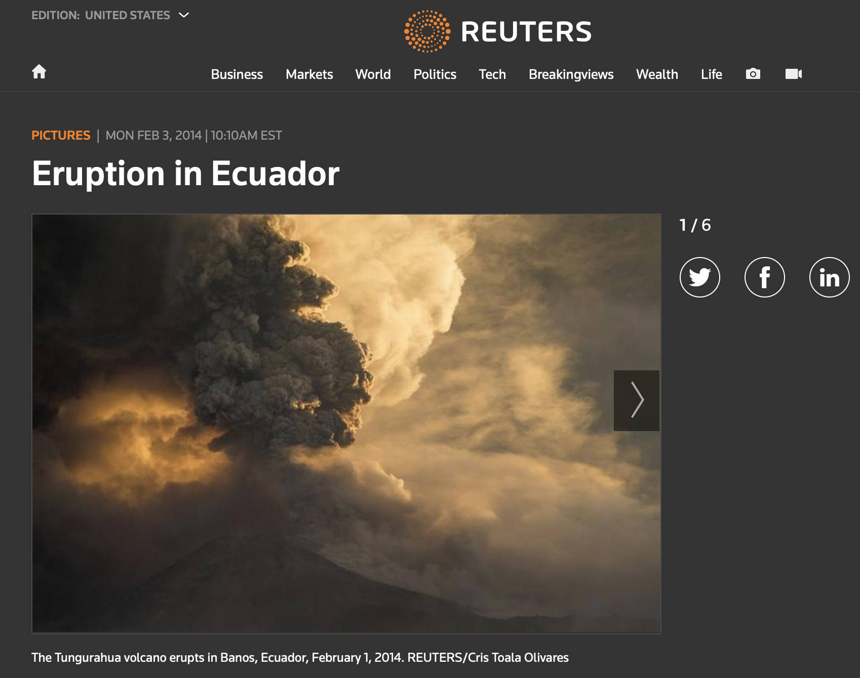 THE WORLD KNEW ABOUT THE ERUPTION IN ECUADOR