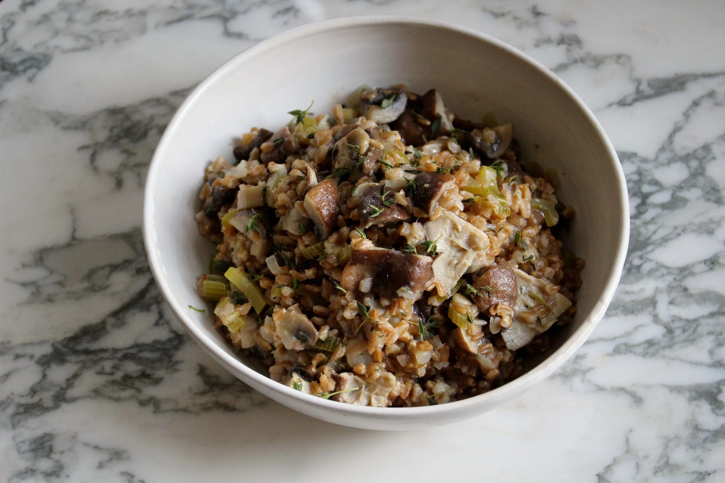 mushroom and farro risotto is a great addition or alternative to stuffing