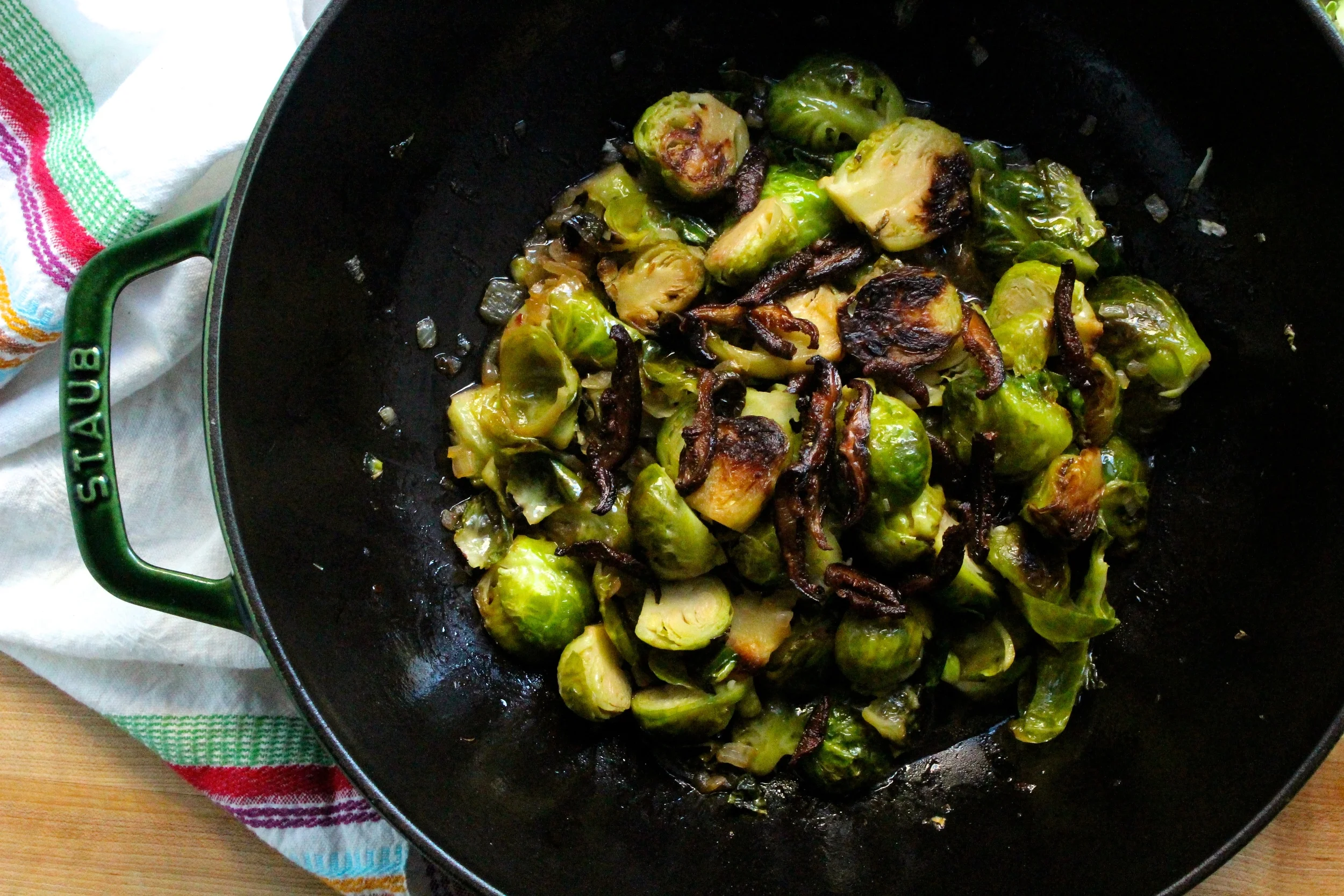 swap saturated fat and sodium-rich bacon for shiitake bacon and serve it with brussels sprouts