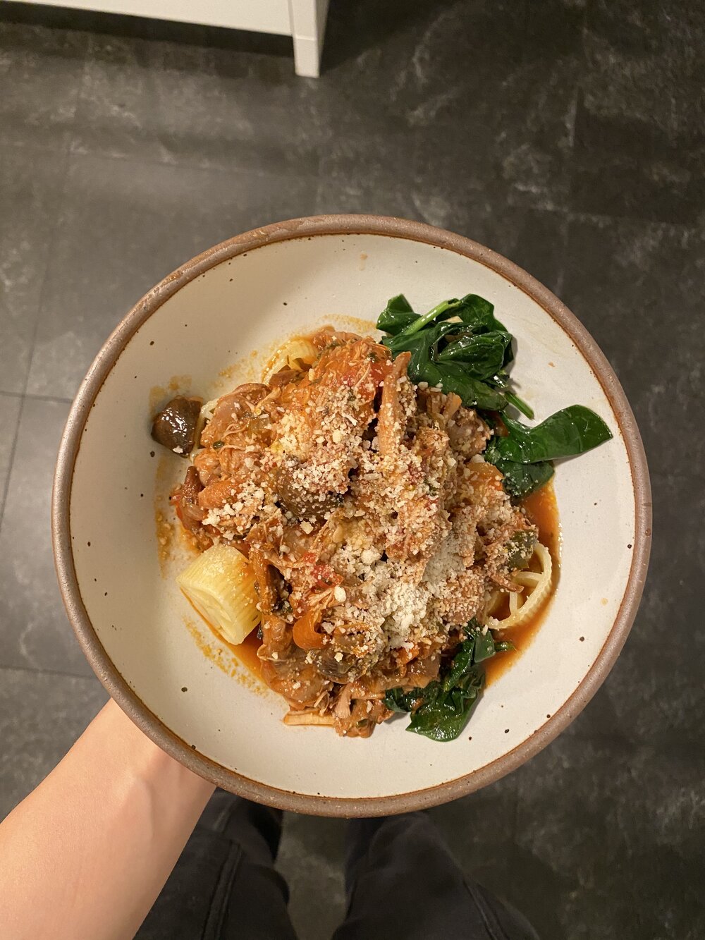 turkey meatsauce and spinach