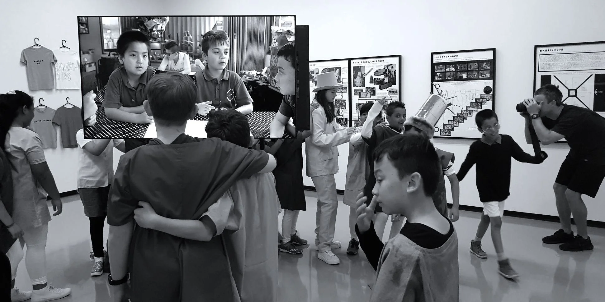 Kym Maxwell with student performers from Dandenong Primary School, Objects of Longing (2018-2019), Shapes of Knowledge, MUMA, 2019