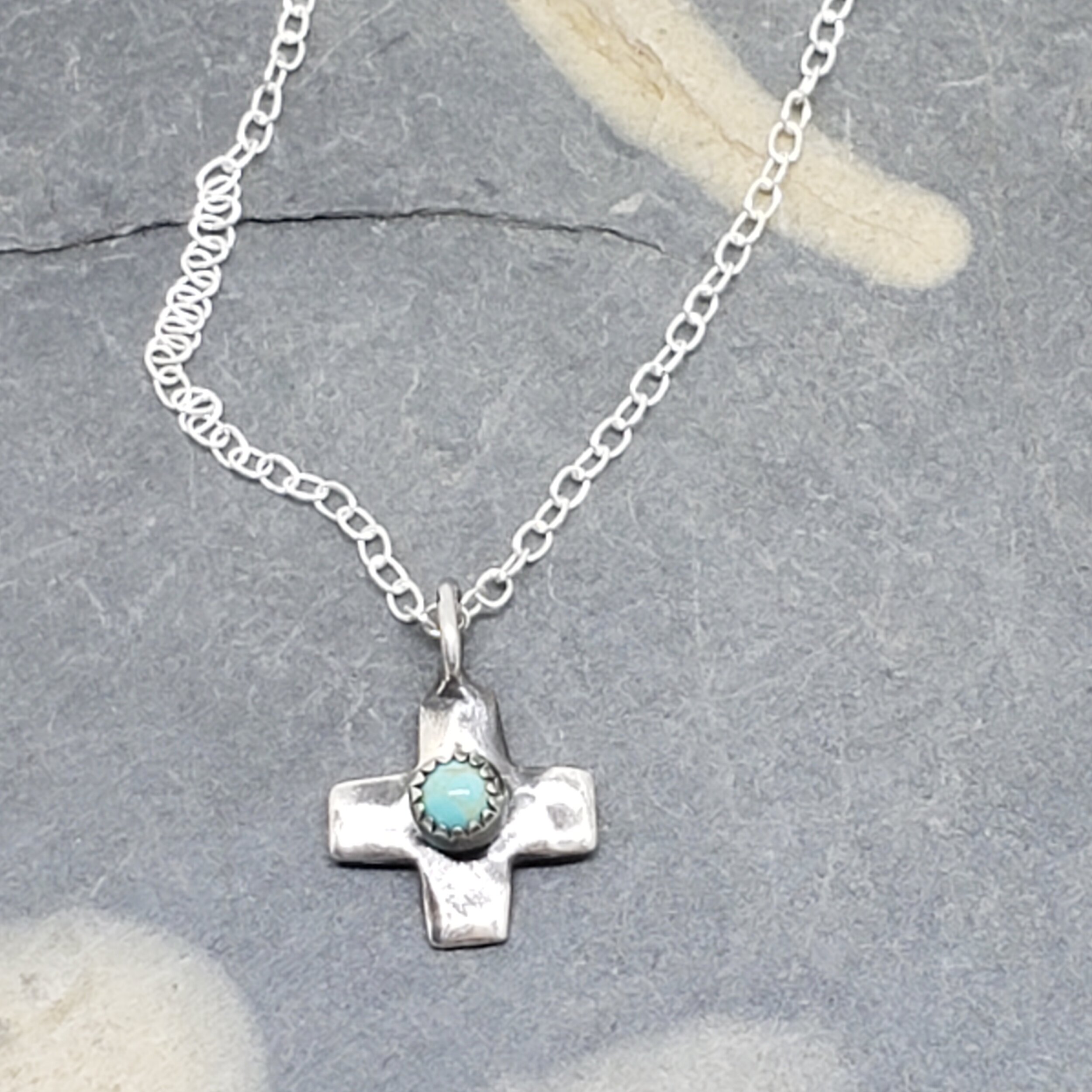 Petite Silver Cross Necklace with 