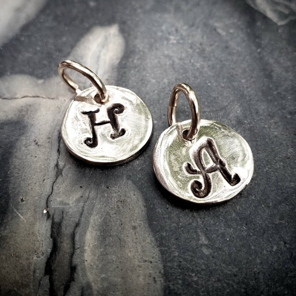 Sterling Silver Initial Charms for Necklaces