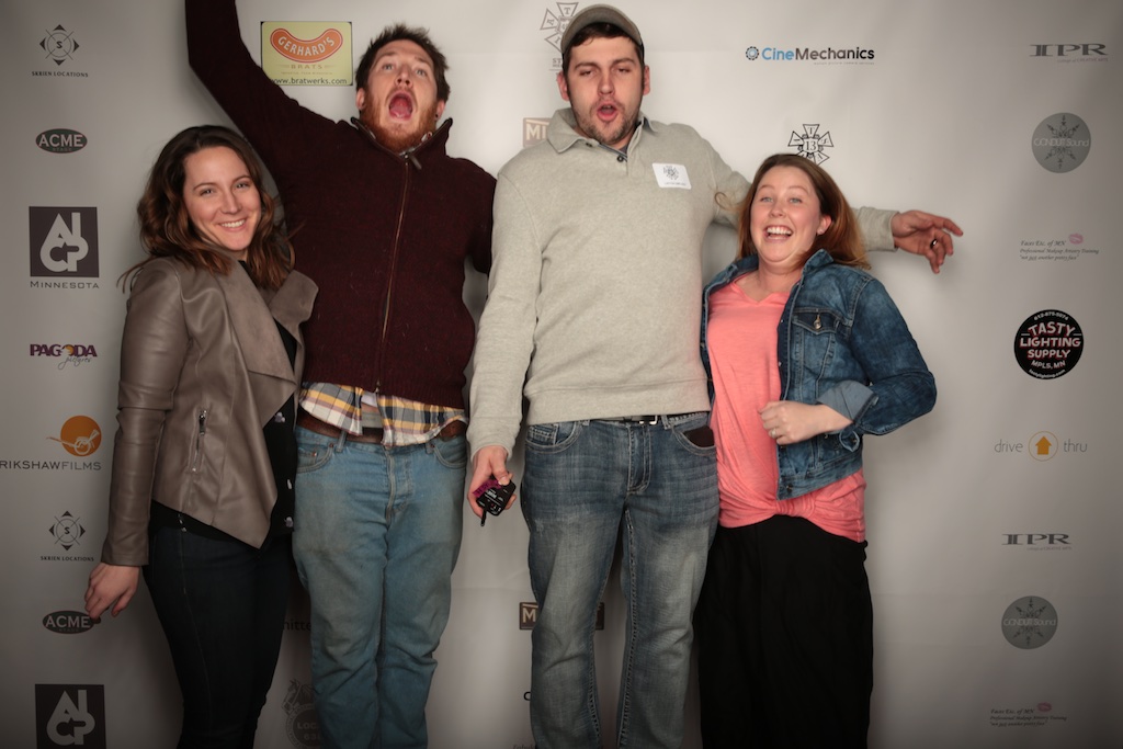 Union grip Layton Umpleby elevates his friends on the red carpet photo booth.