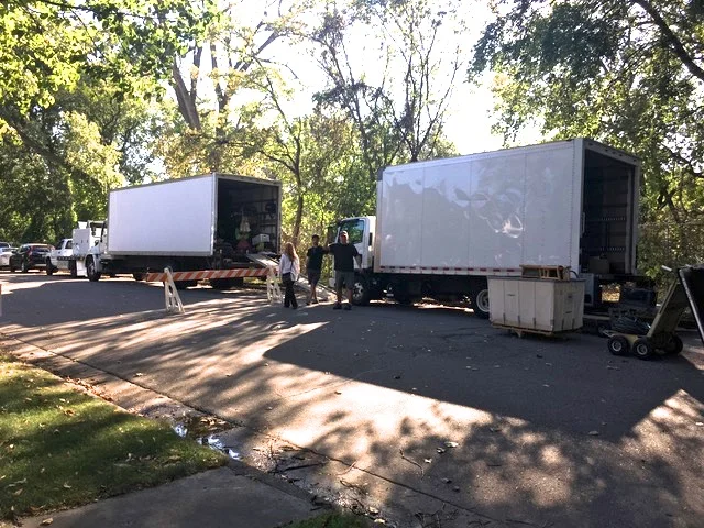 Art and G&E trucks lined the streets at the location. Photo provided by Ariss Location.