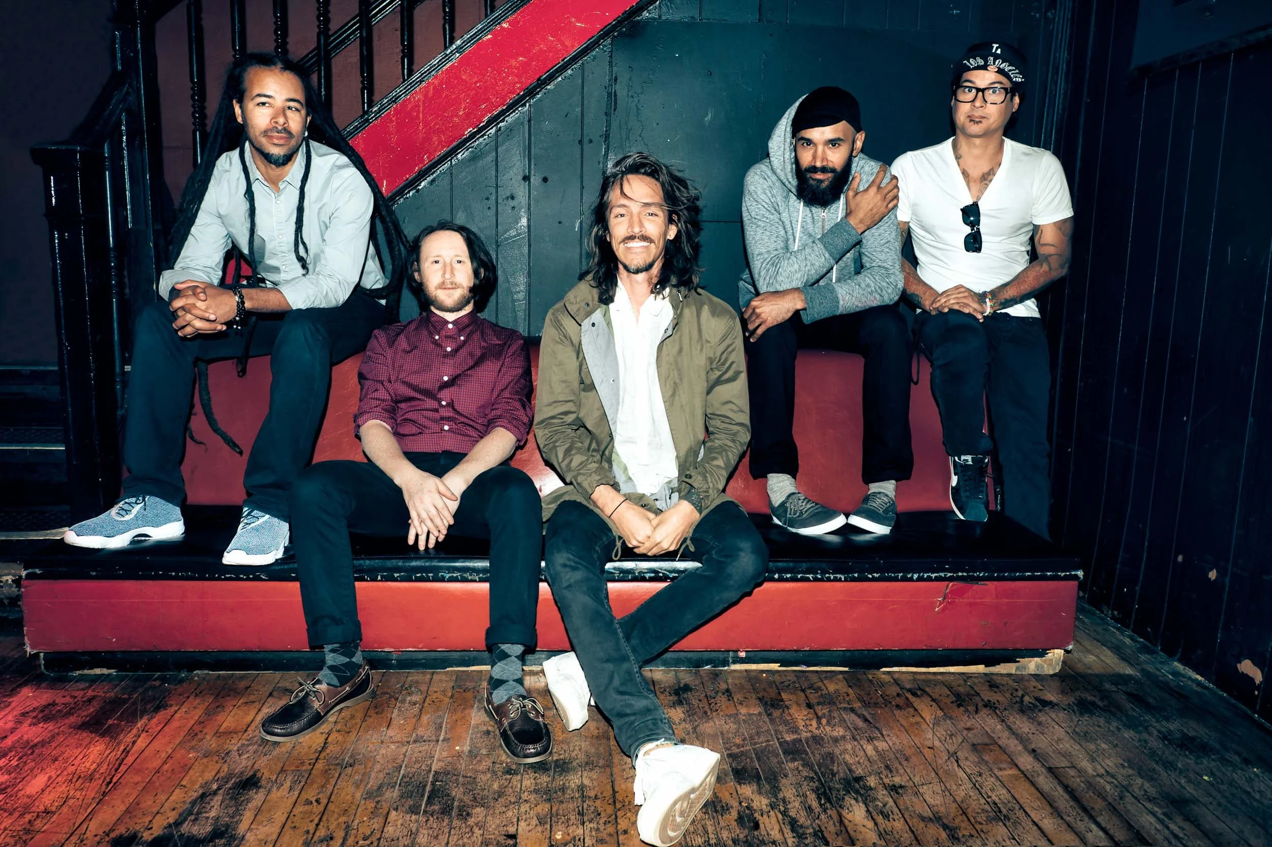 Incubus' Chris Kilmore, Mike Einziger, Brandon Boyd, Ben Kenney, and José Pasillas