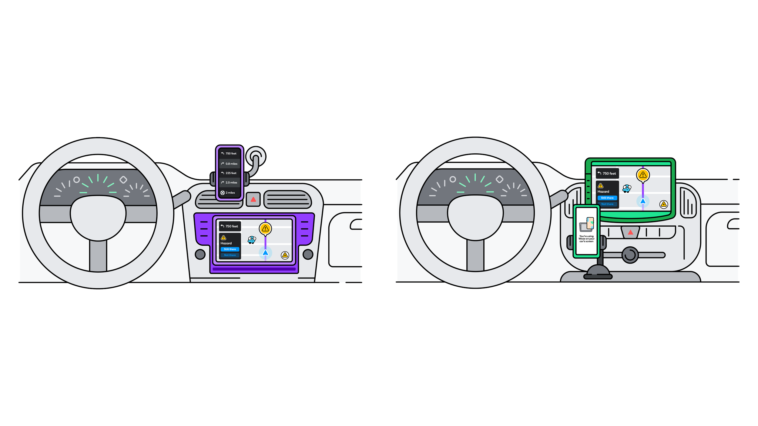  Showing how our product is experienced in both Carplay and Android Auto settings. 