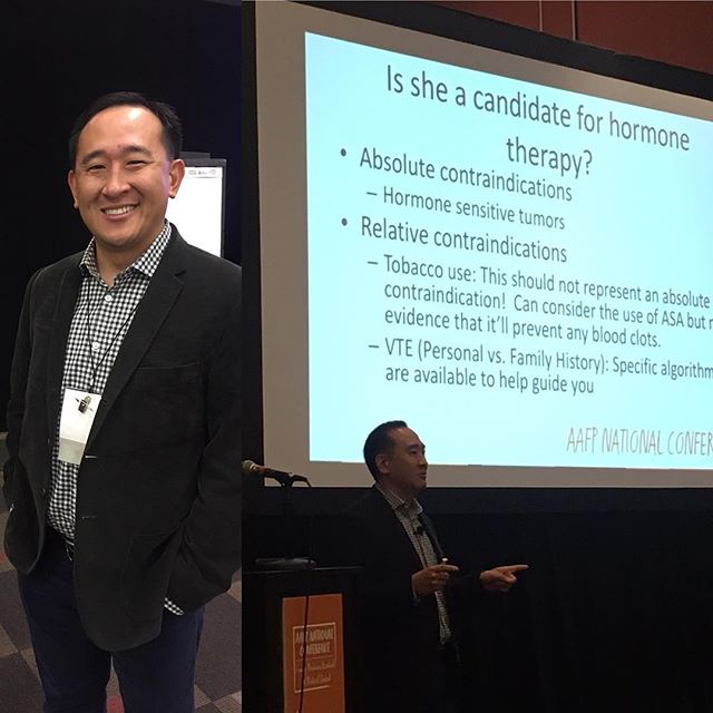 Faculty member Kevin Wang presenting at AAFPNC on Trans Care! #aafpnc #familymedicine