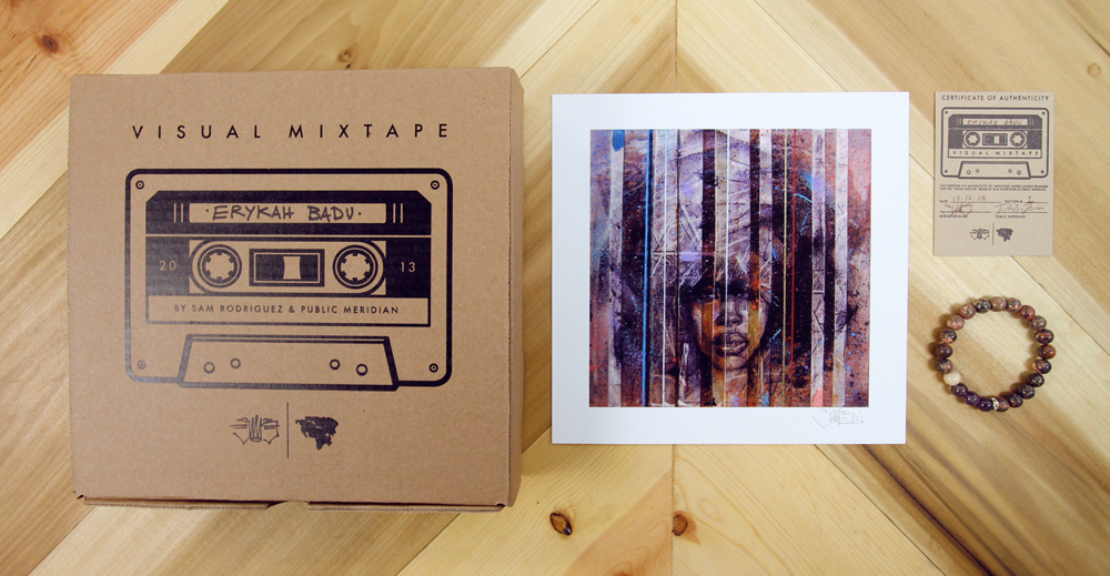 Erykah Badu Box Set: Signed Print & Bracelet (made from Amethyst and Leopard Jasper). Limited to 10 Editions. 