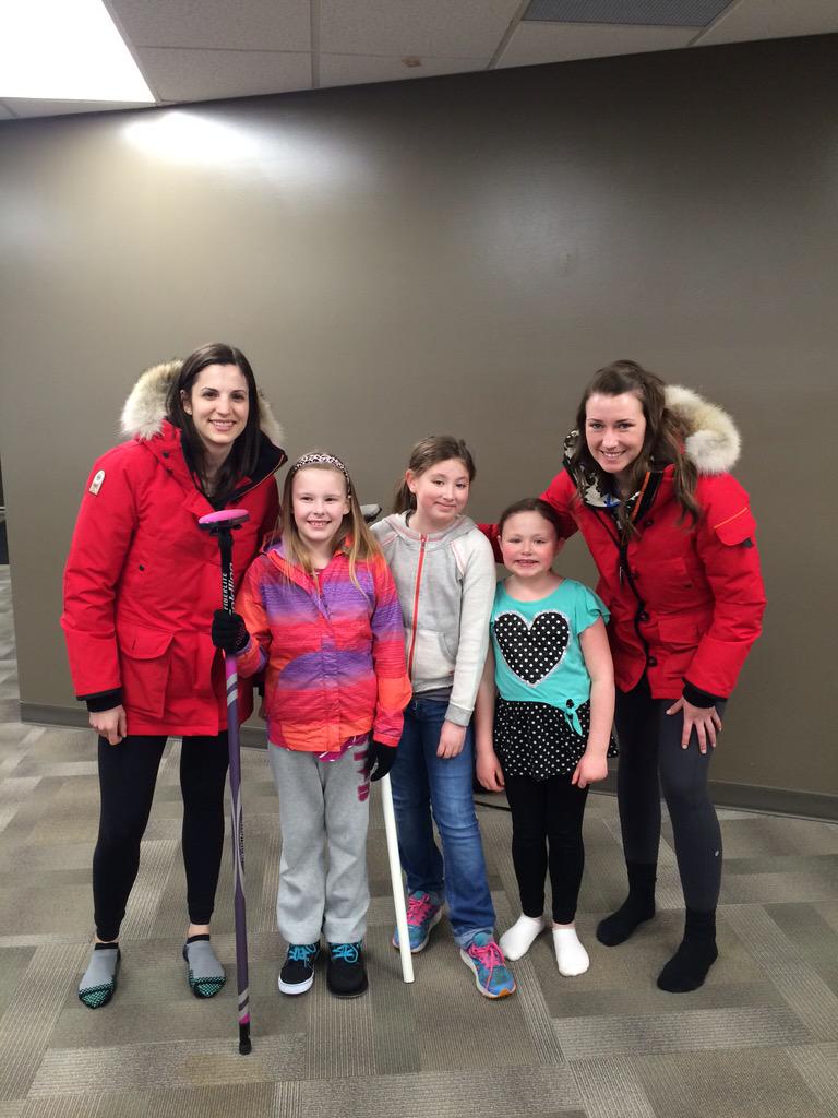 Lisa and Emma meet some future Alberta curling stars.