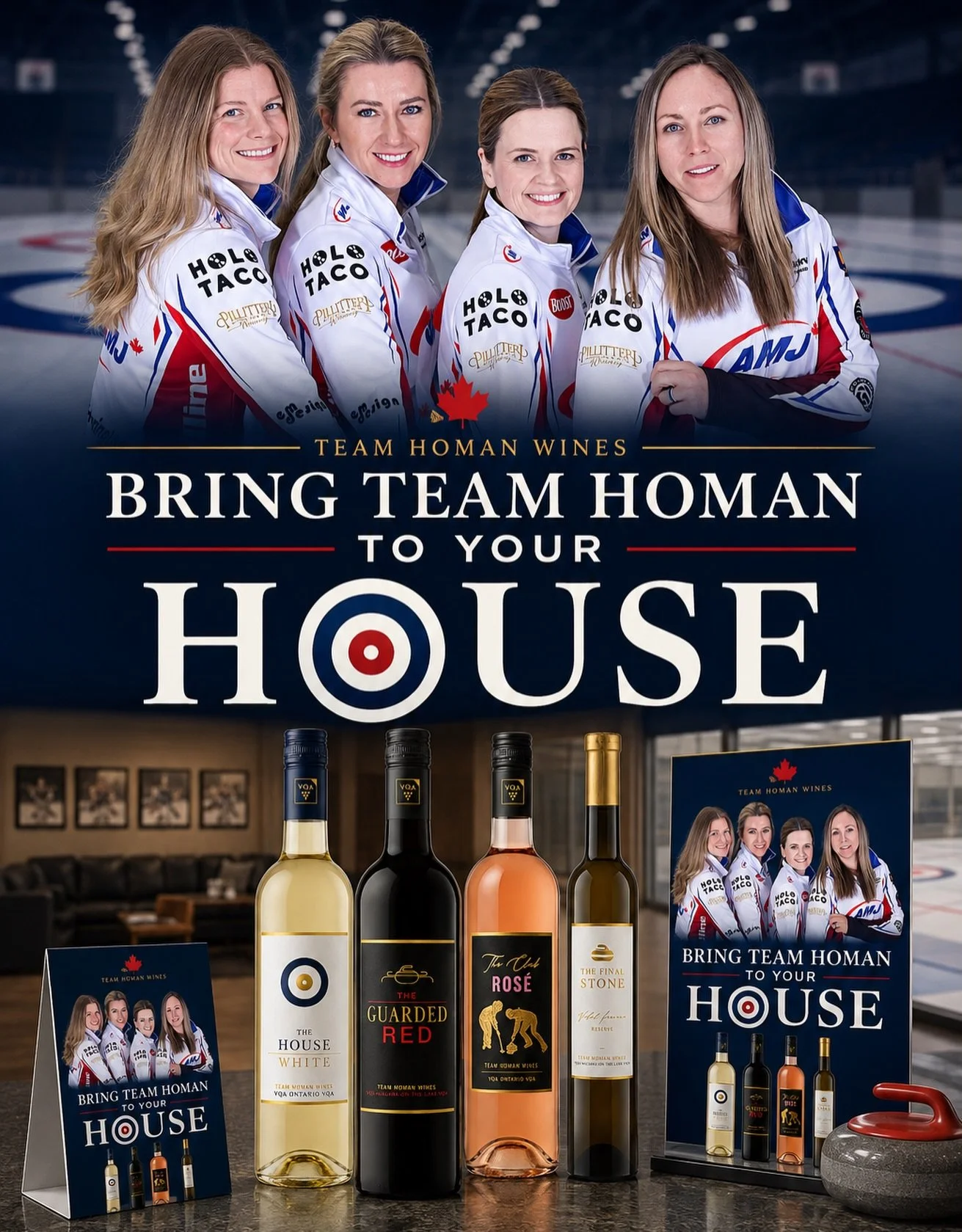 🥌 Calling all Ontario curling clubs!
 
You could Bring Team Homan to Your House.
 
Contact @pillitteriwines or winery@pillitteri.com to learn more about Team Homan Wines and this exciting opportunity. 🍷