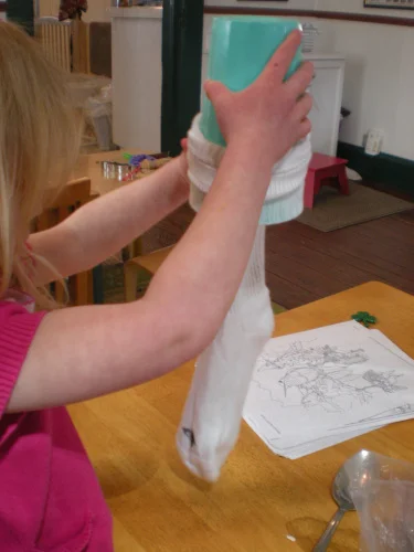 stuffing a sock bath