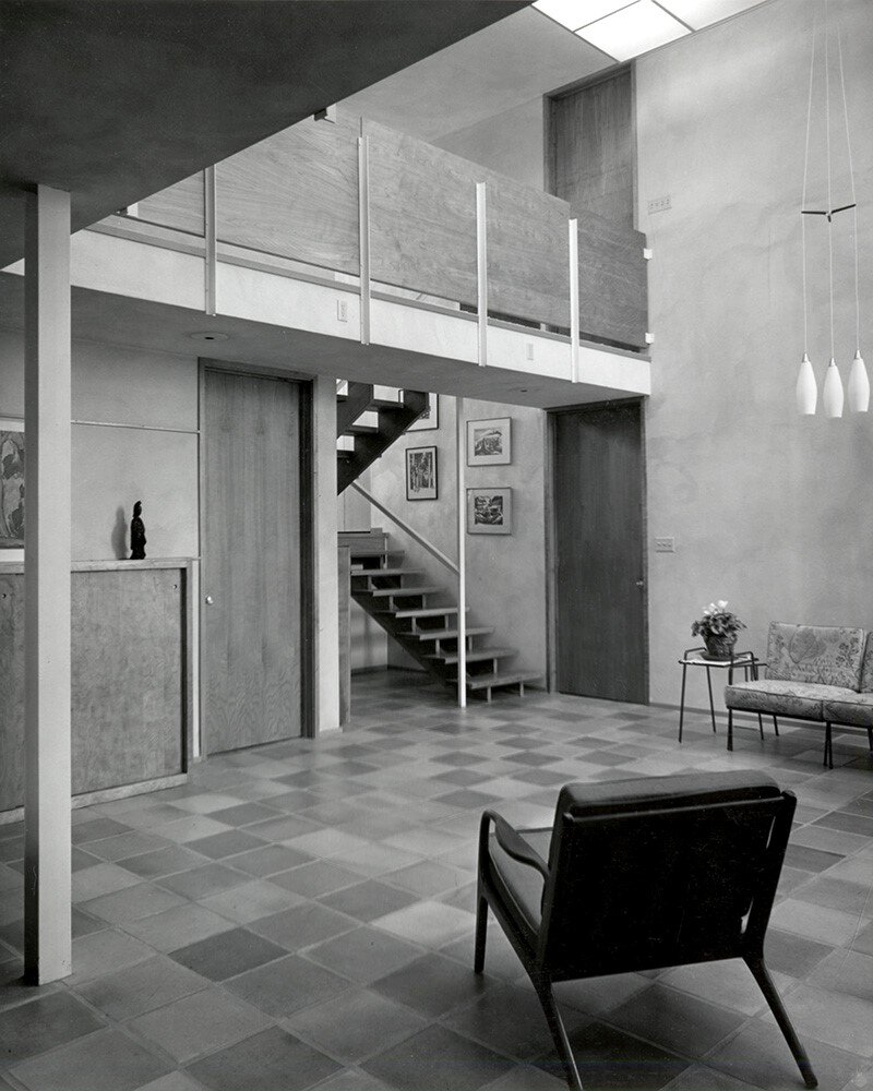 The atrium of the Wolf House. Photo © Northwest Architectural Archives, University of Minnesota Libraries, Minneapolis.