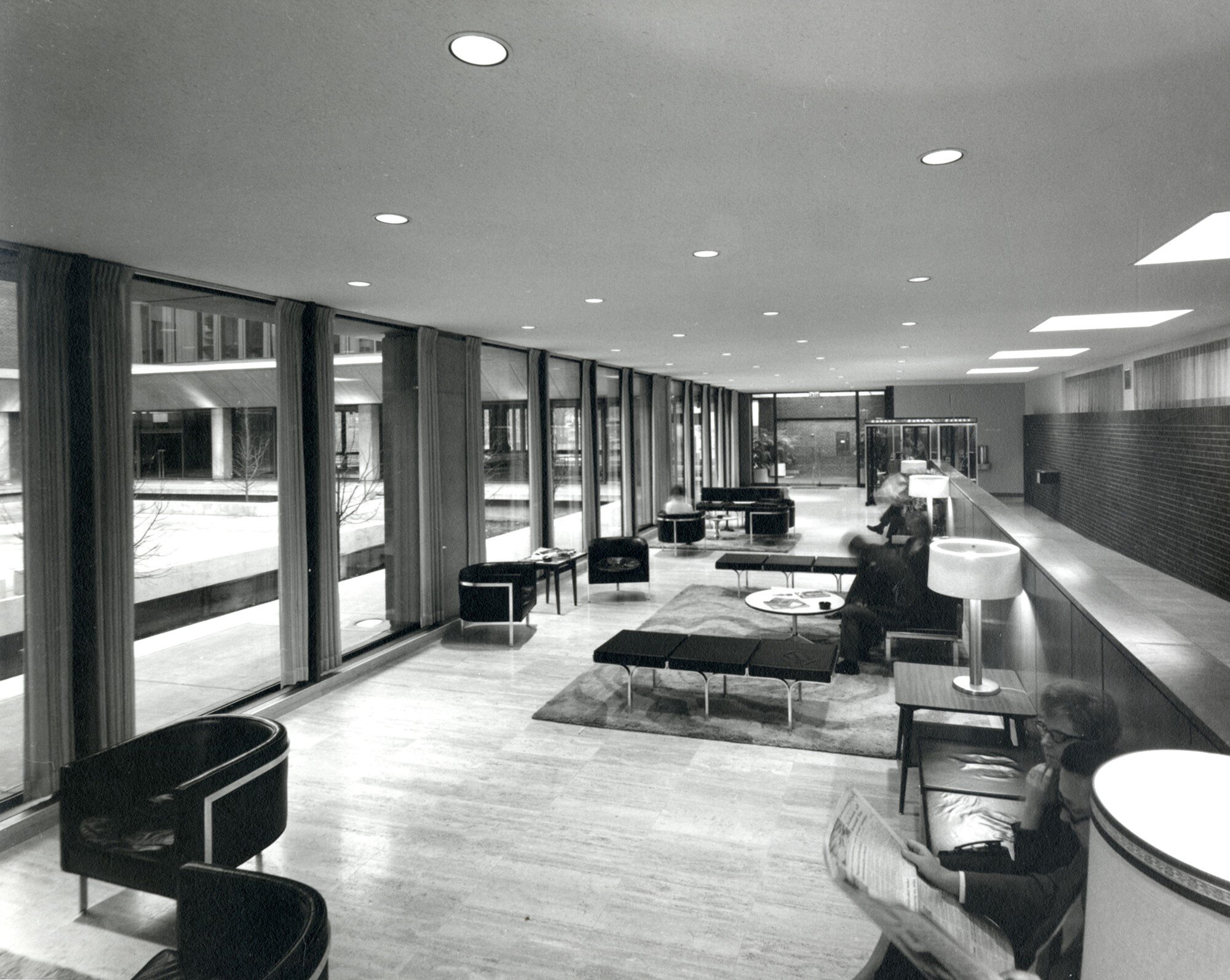 Metropolitan Medical Center lobby.  Photo © Northwest Architectural Archives, University of Minnesota Libraries, Minneapolis.