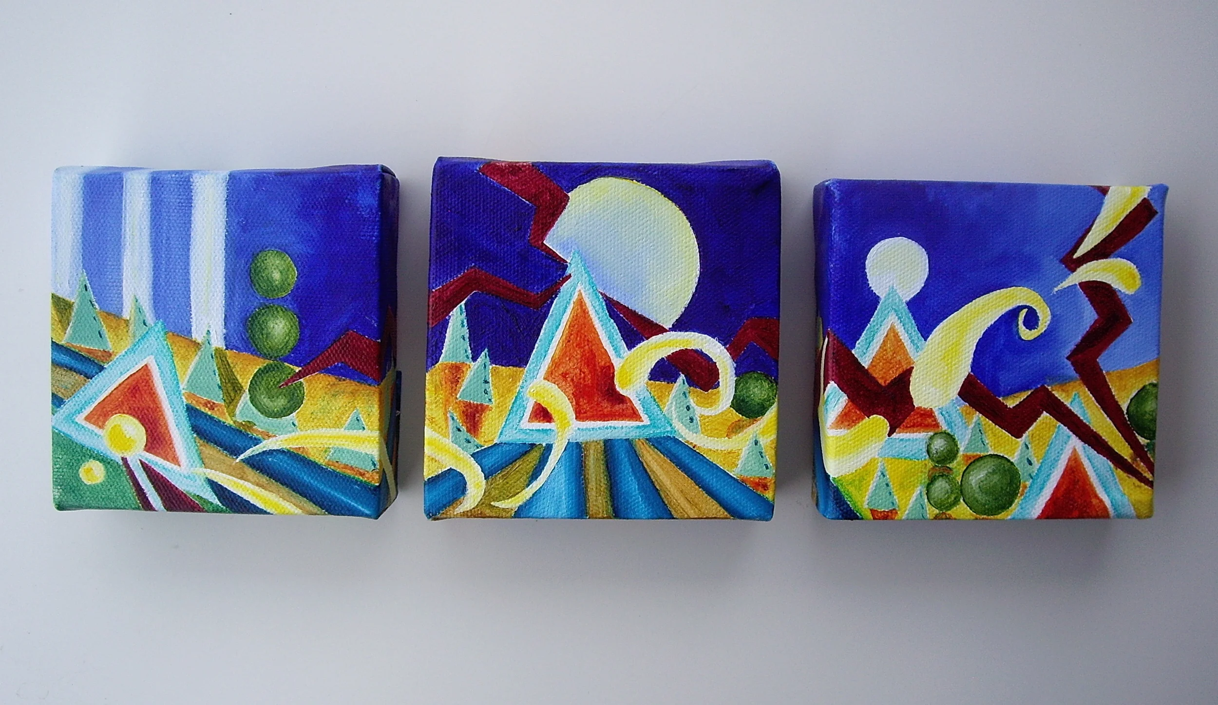 Oil on canvas. Each painting is 4" x 4" x 1"&nbsp; 2013Purchase here. 