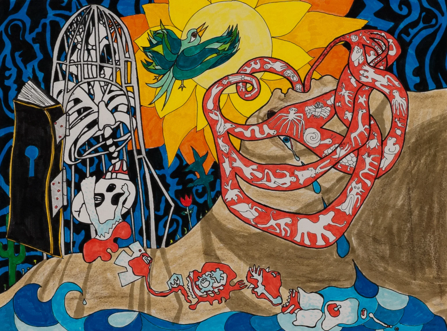 Pen and ink on paper. 10" x 14"&nbsp; 2005