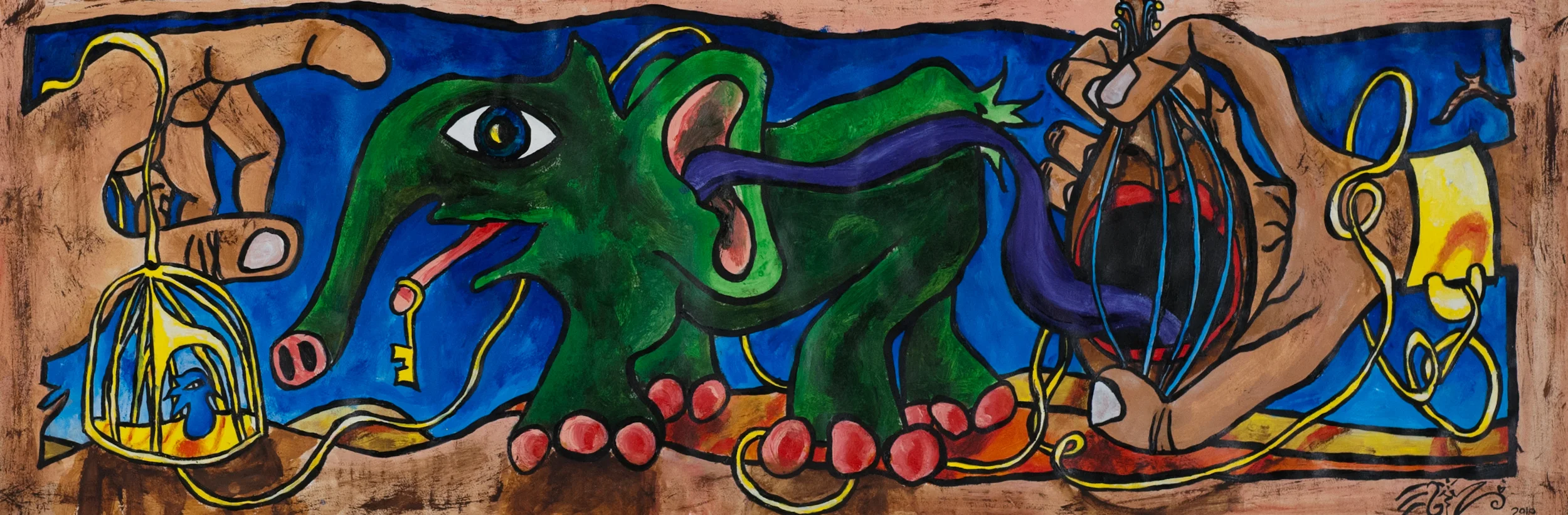 Acrylic on paper. 8" x 24"&nbsp; 2010Purchase print here. 