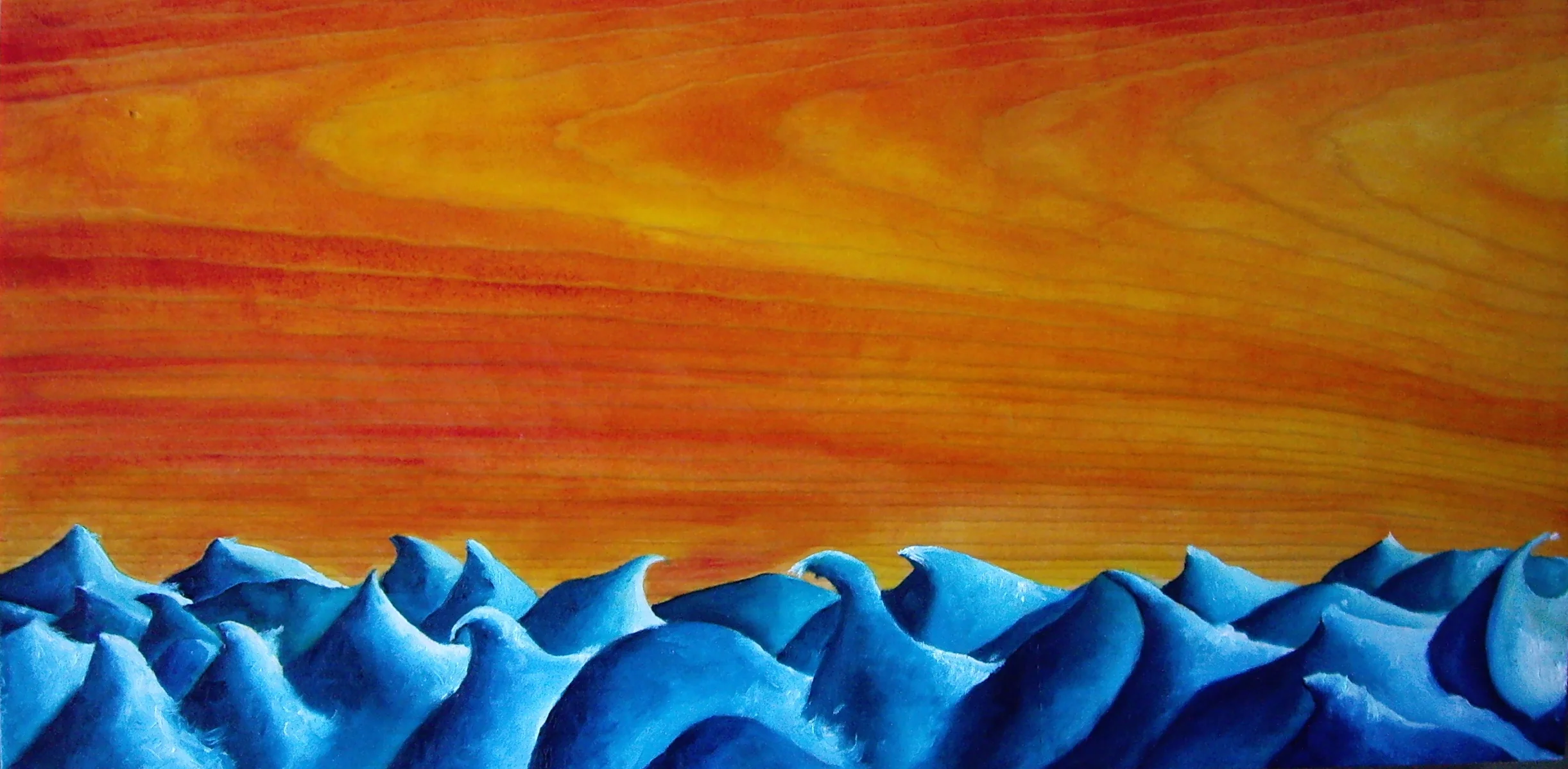 Waves on Wood. Oil on pine. 15" x 7 1/2". 2013