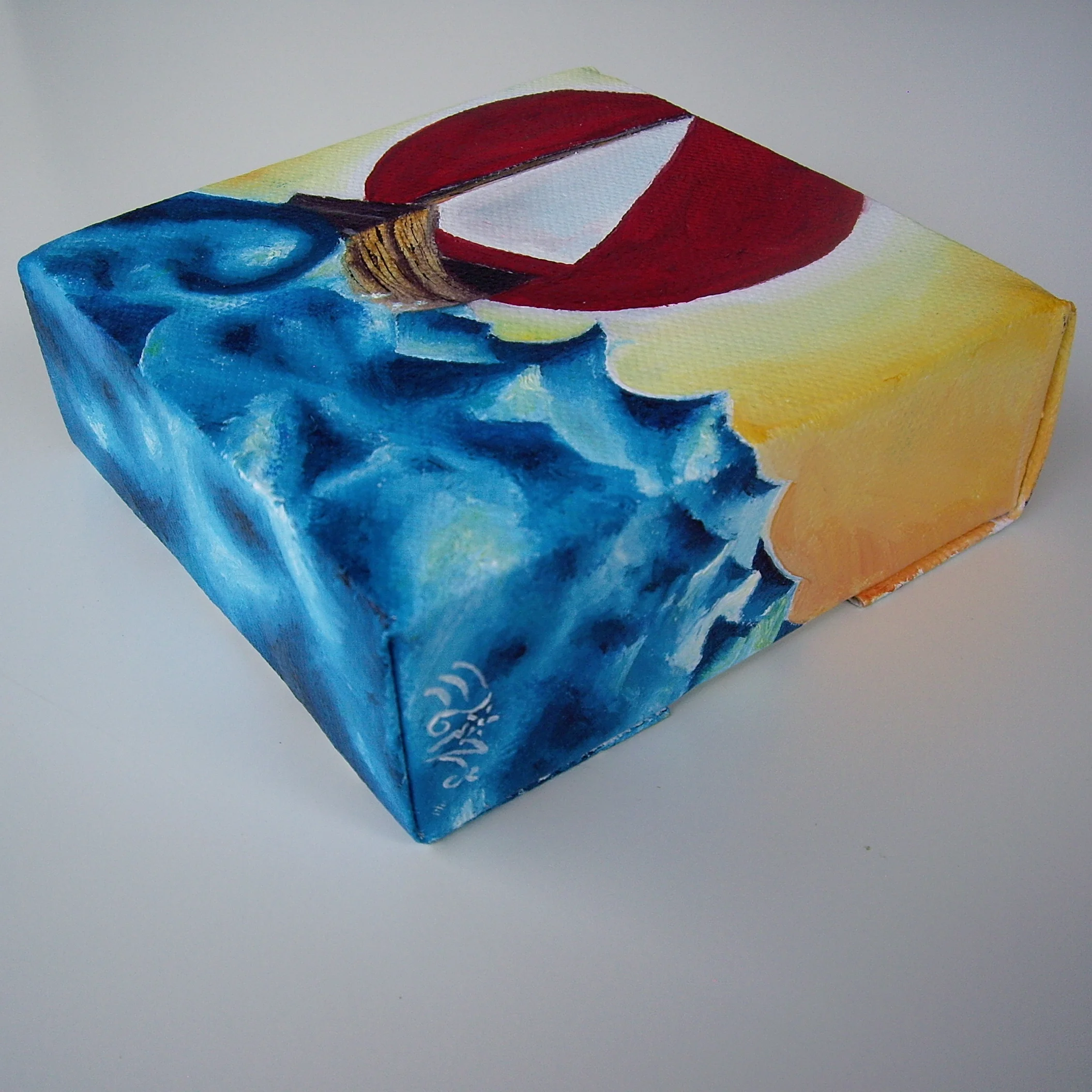 Adventure at Sea. Oil on canvas. 4" x 4" x 1". 2013