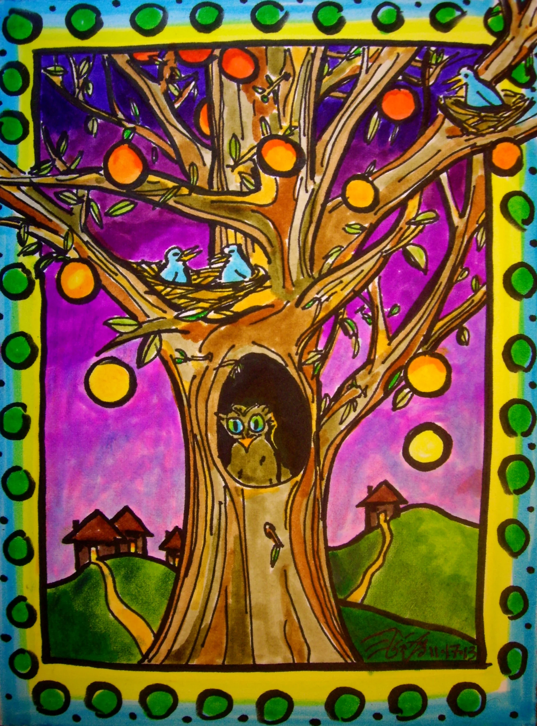 Ink on watercolor paper. 7" x 5". 11/ 17/ 2013