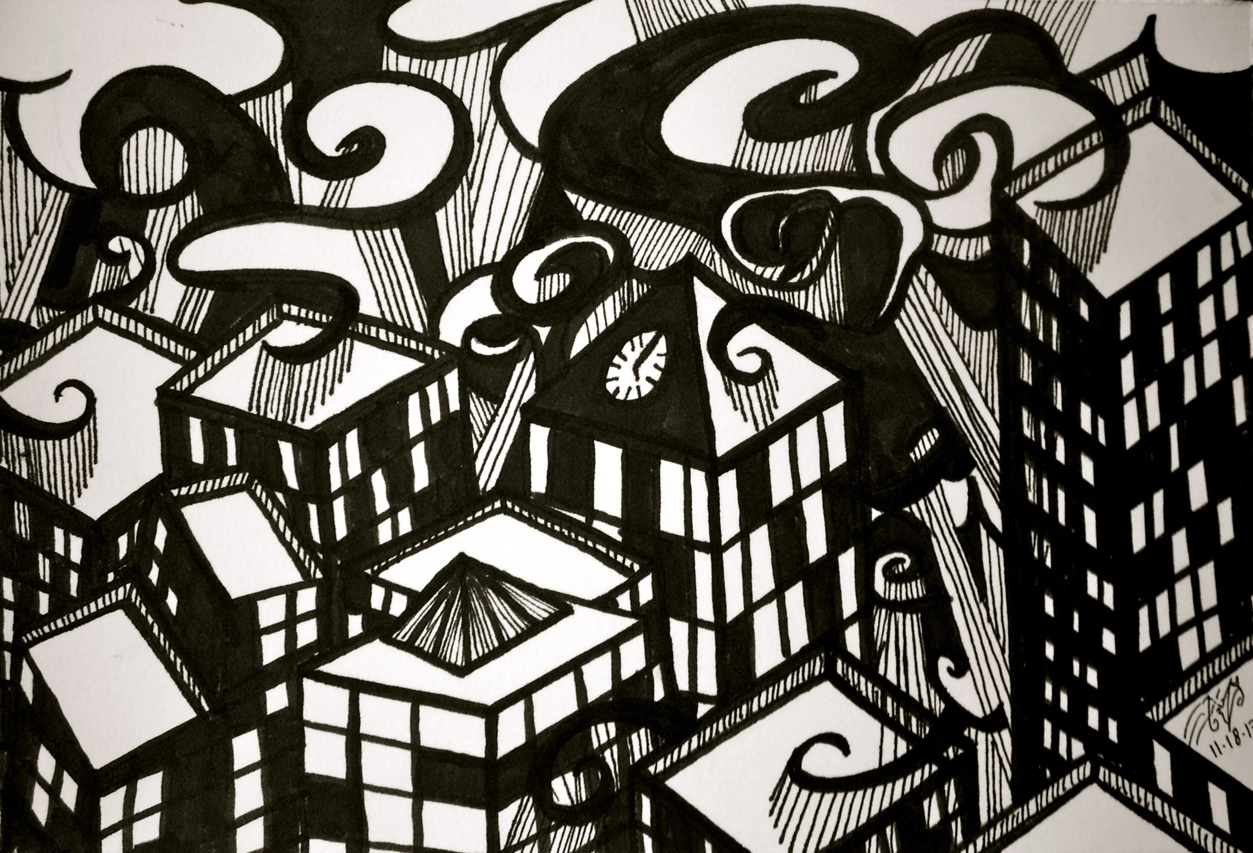 Ink on paper. 7 1/2" x 5". 11/ 18/ 2013.