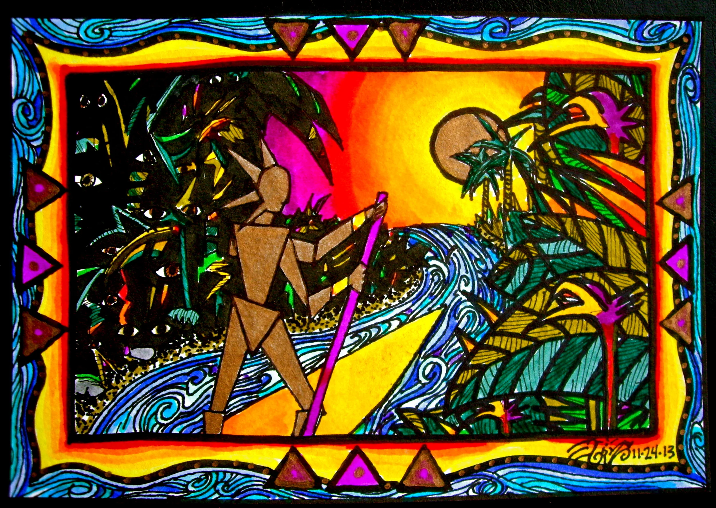 Ink and marker on watercolor paper. 8" x 5 1/2". 11/25/2013