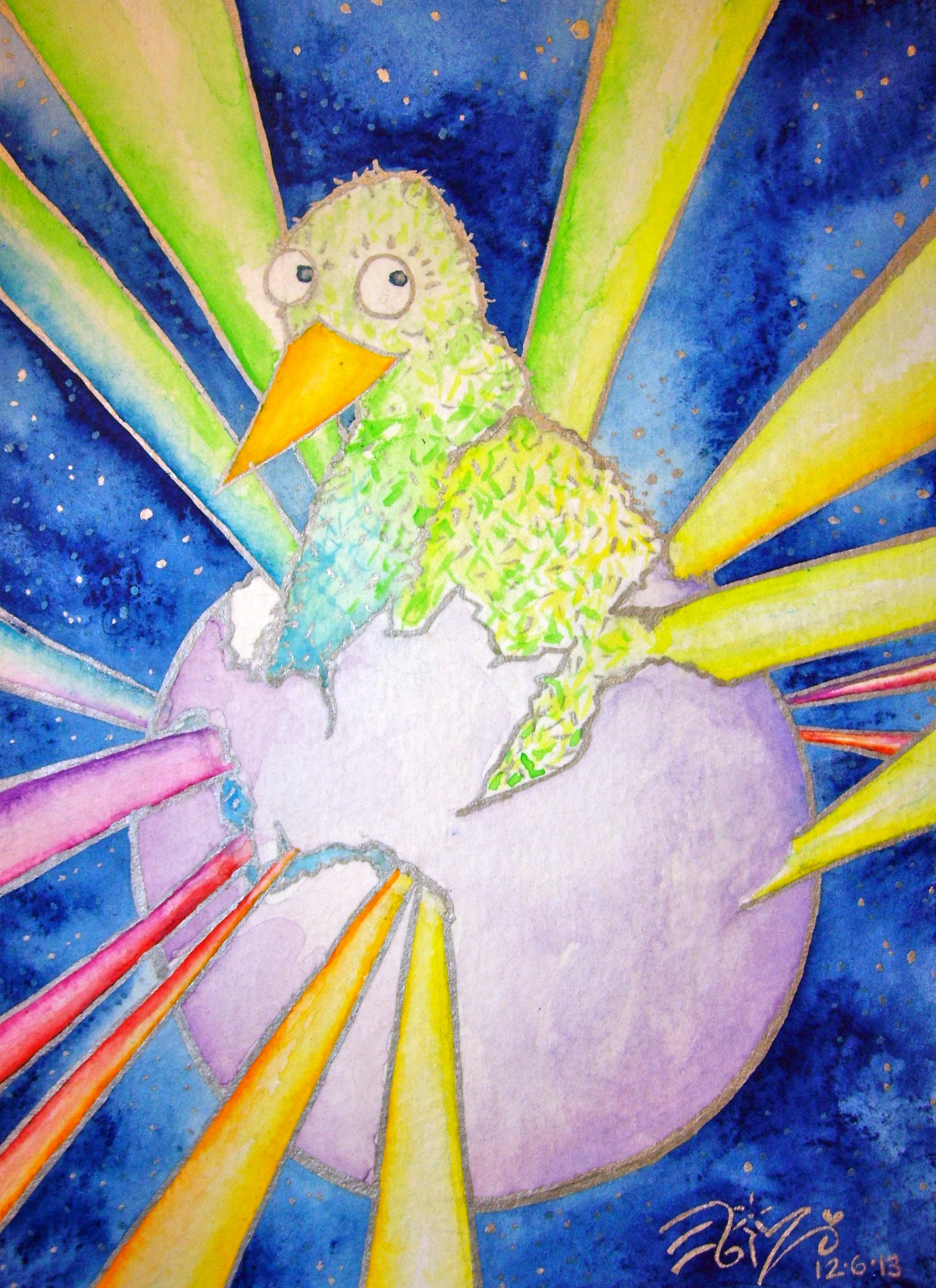 Watercolor on paper. 5" x 7". 12/6/2013