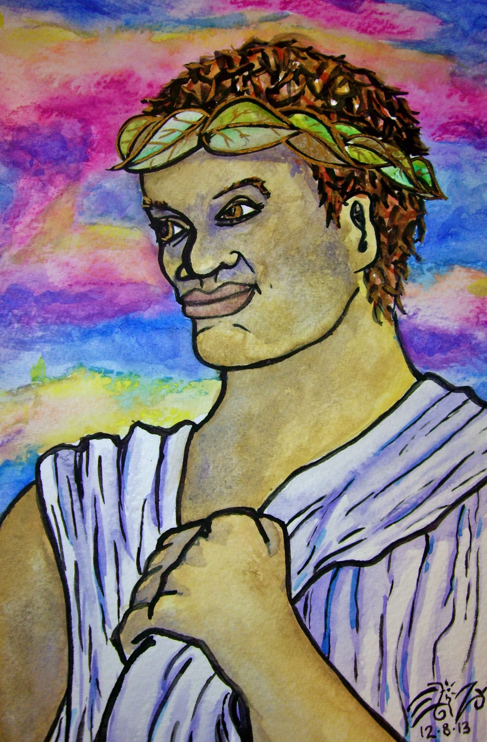 Watercolor on paper. 5" x 7 1/2". 12/8/2013