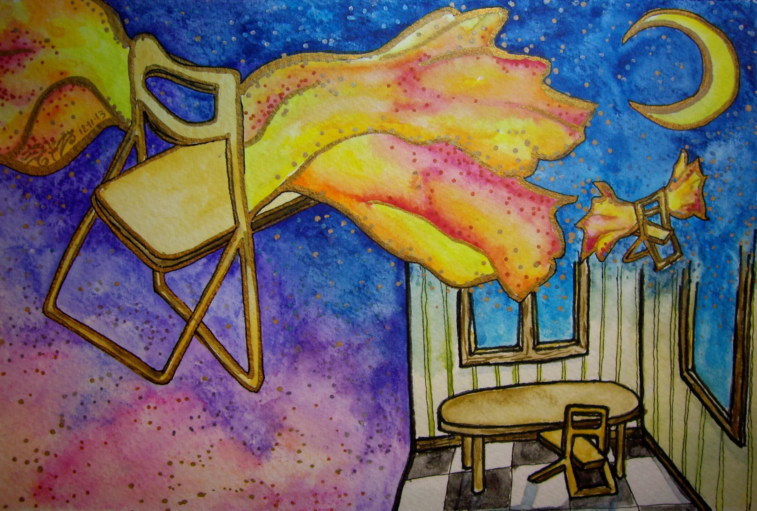 Watercolor and permanent ink on paper. 7 1/2" x 5". 12/11/2013 Purchase a print here.