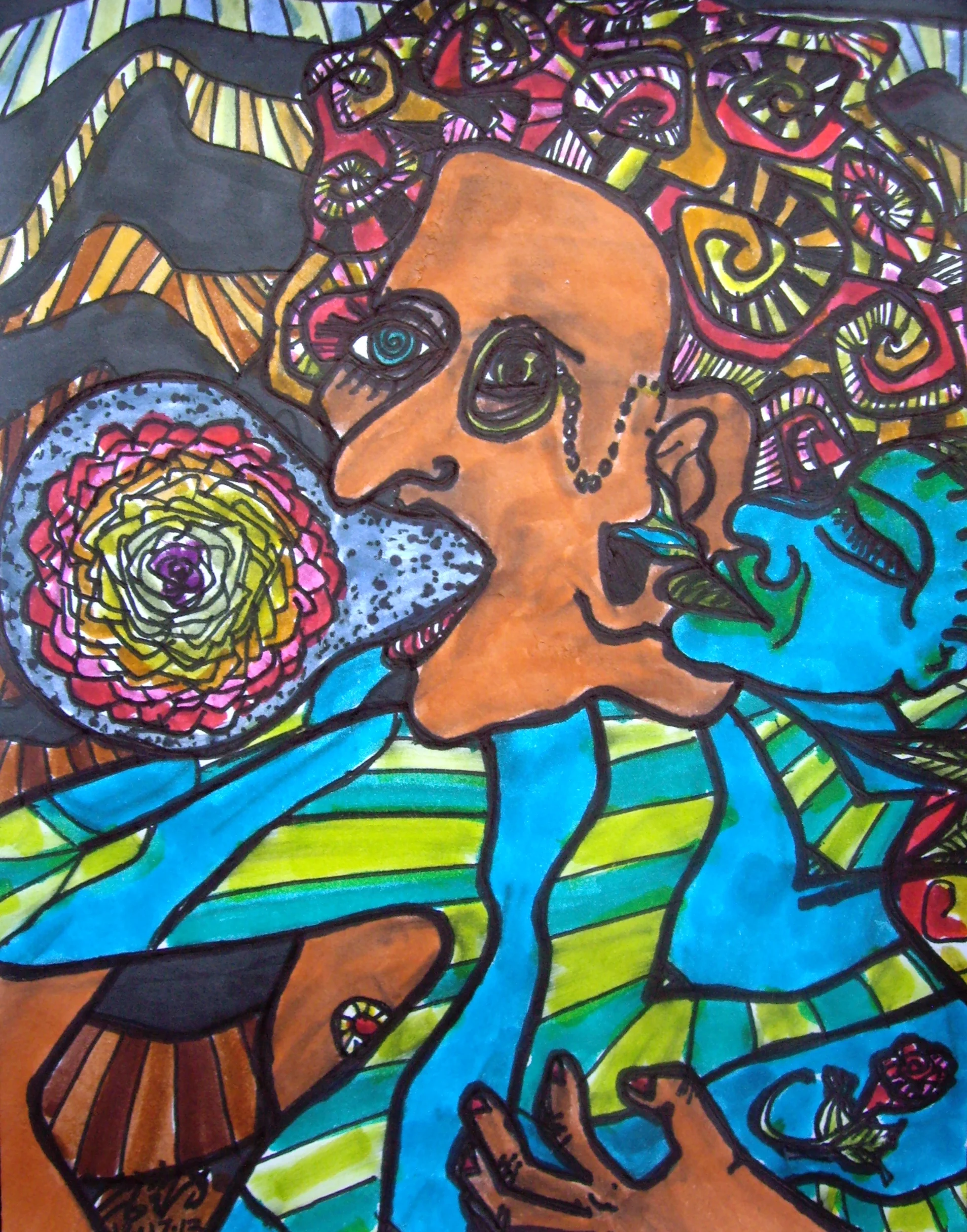 Pen and marker on bar paper. 4" x 5 1/2". 12/12/13. Win it here.