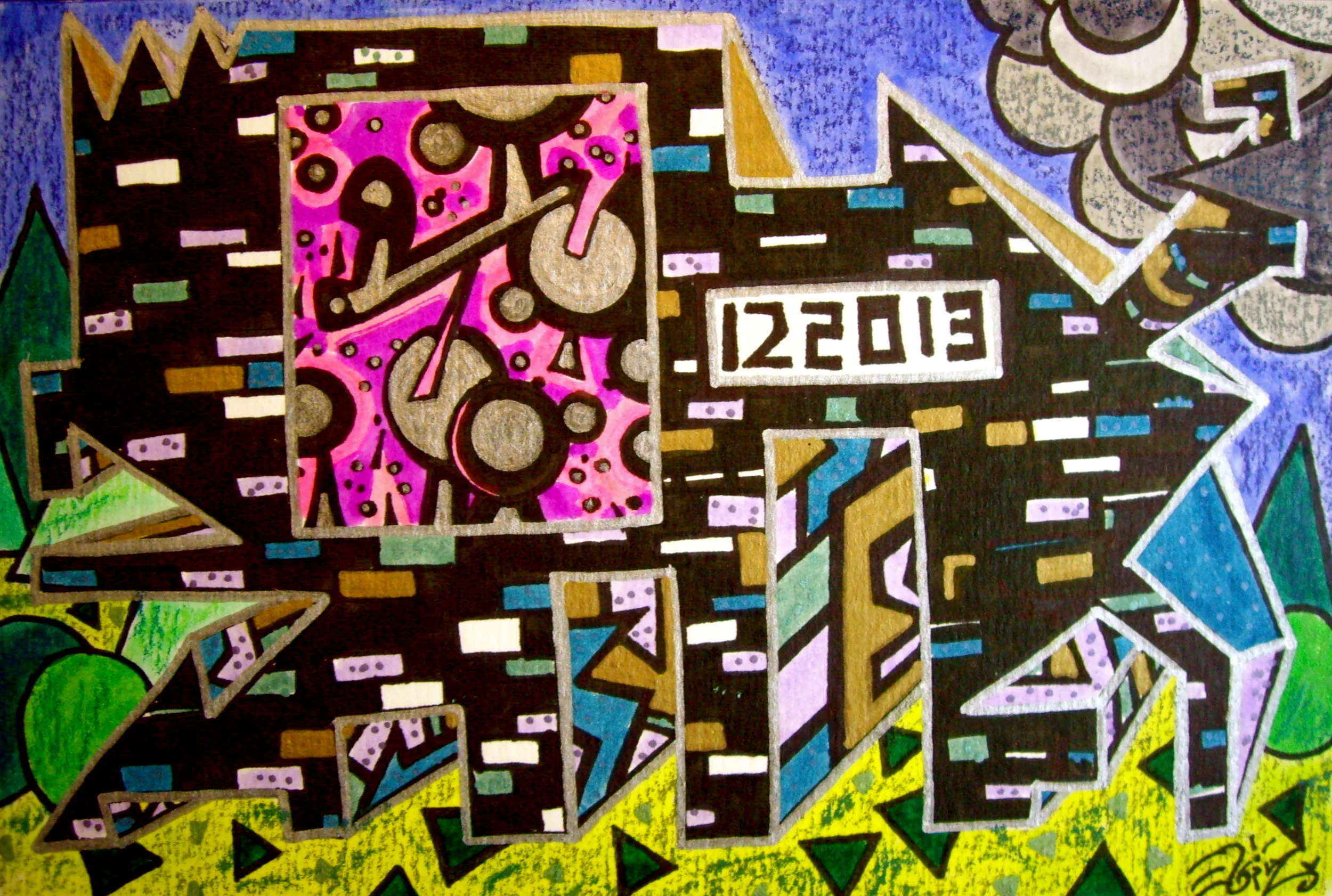 Ink on paper. 5" x 7 1/2". 12/20/13.