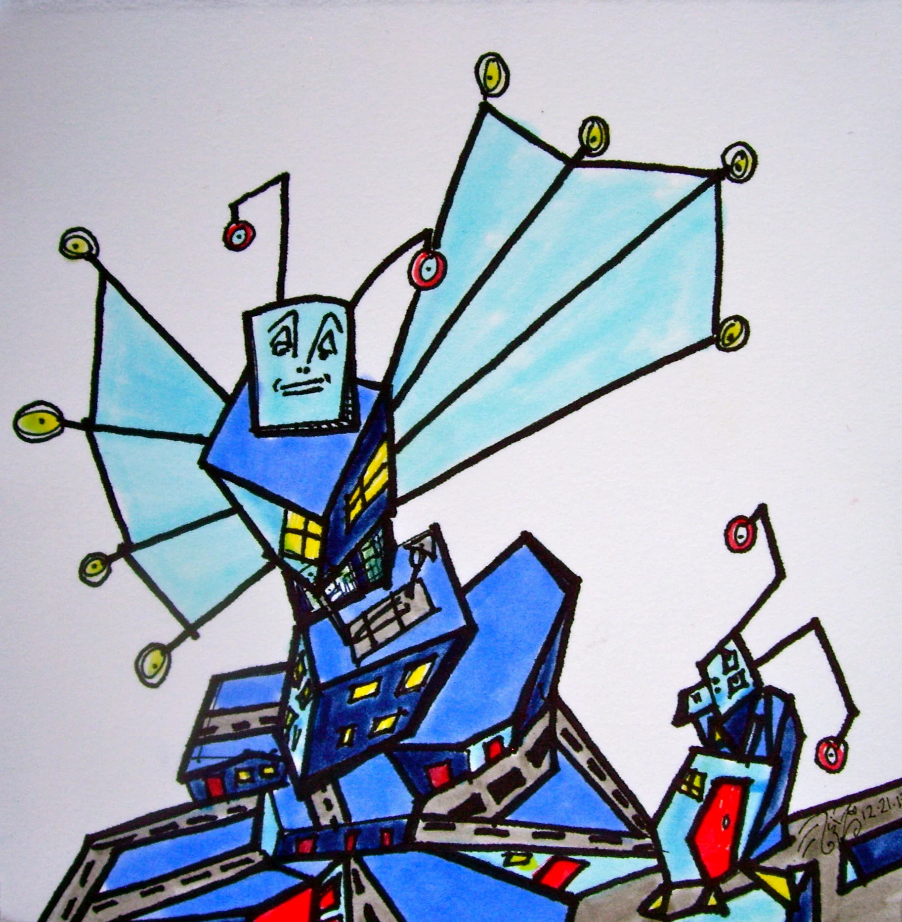 Ink on paper. 5" x 5". 12/21/13. Win it here.