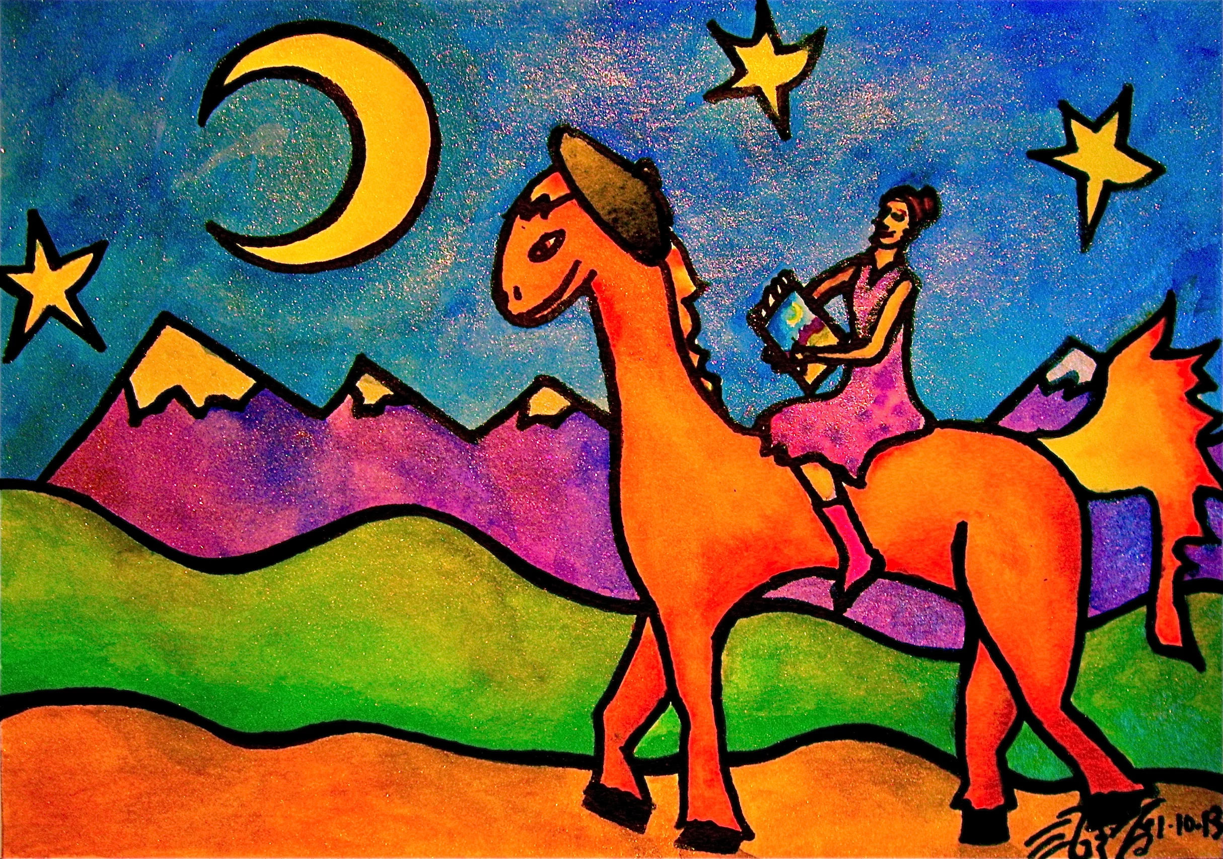 8 1/2" x 6". Watercolor and permanent ink on paper. 1/10/14. Win it here.