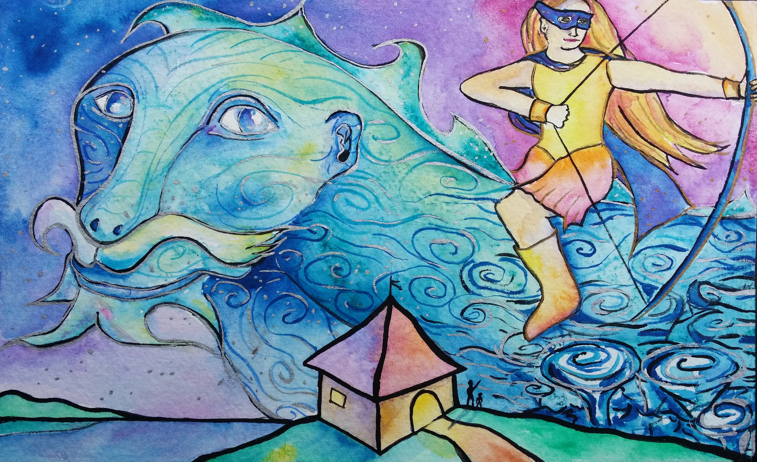 Watercolor on paper. 8 1/2" x 5". 4/15/2014. Win it here or PURCHASE A PRINT HERE .