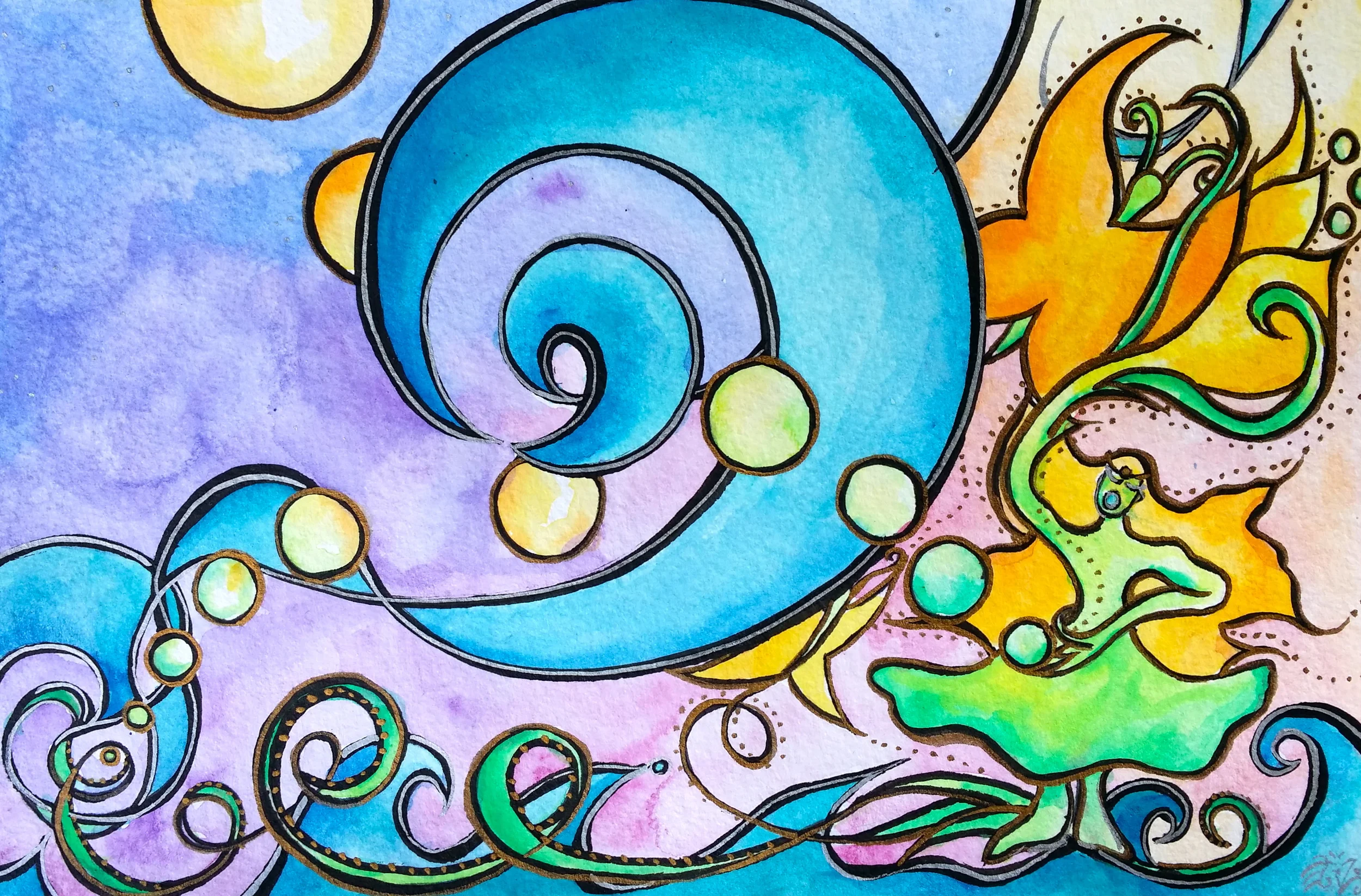 Watercolor and ink on paper. 8" x 5" Order a print here.