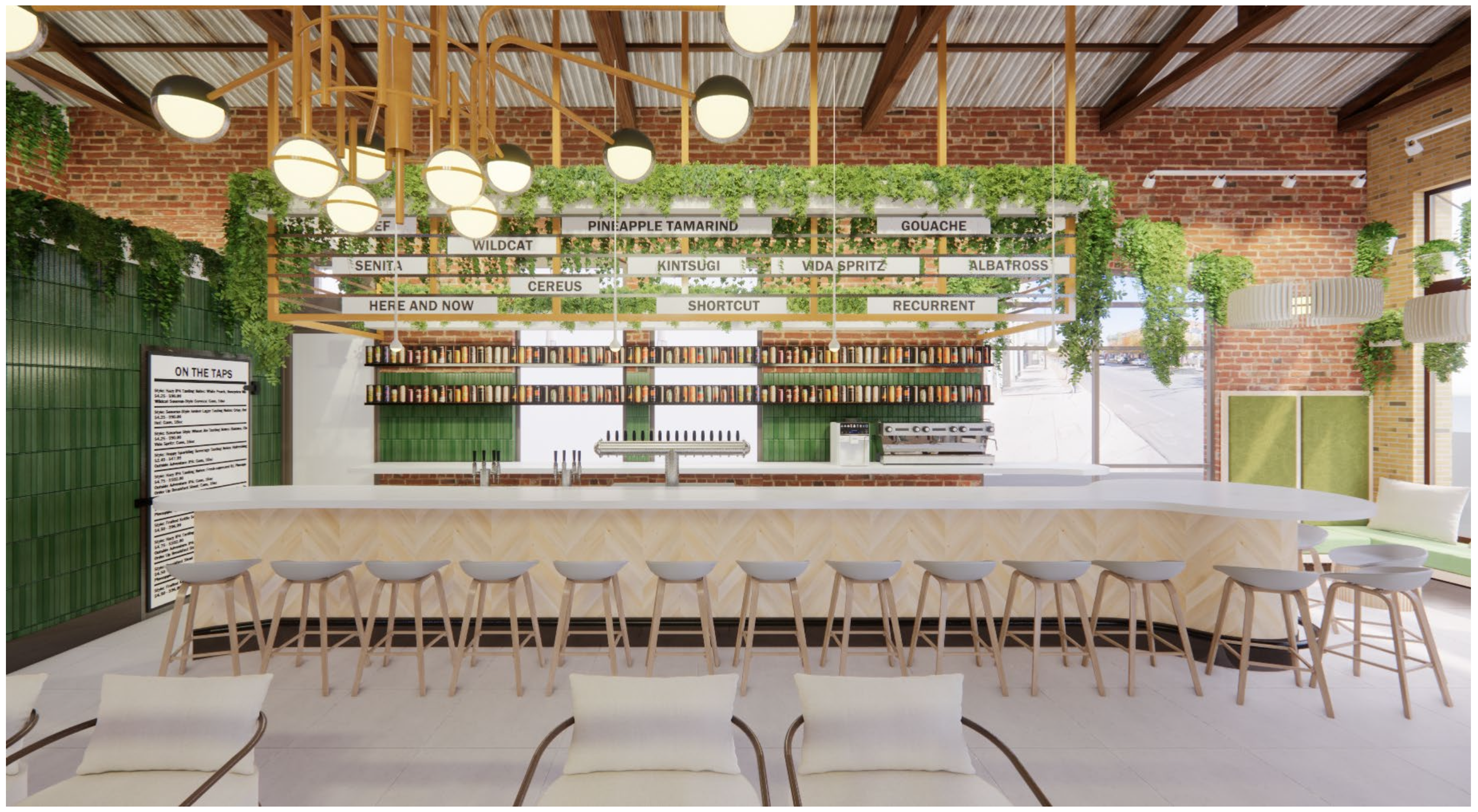Architect rendering of the interior bar area of Pueblo Vida's new taproom at 121 E. Broadway.