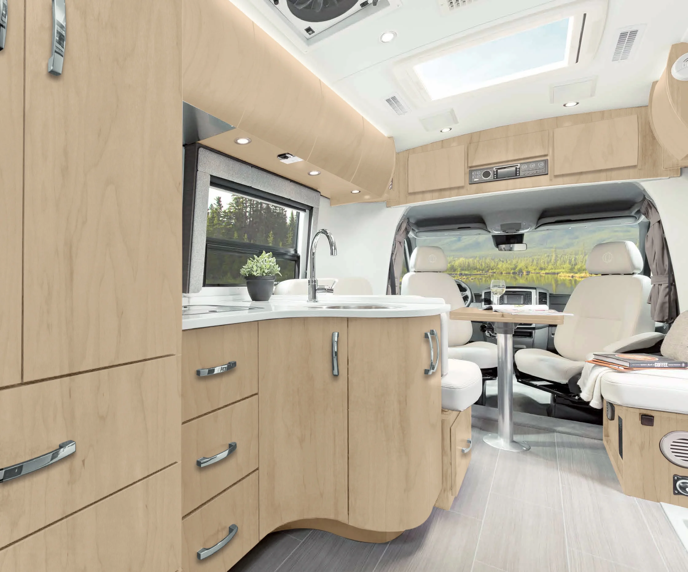The Serenity's modern and elegant decor redefine the motor home experience - it's Mercedes Glamping!