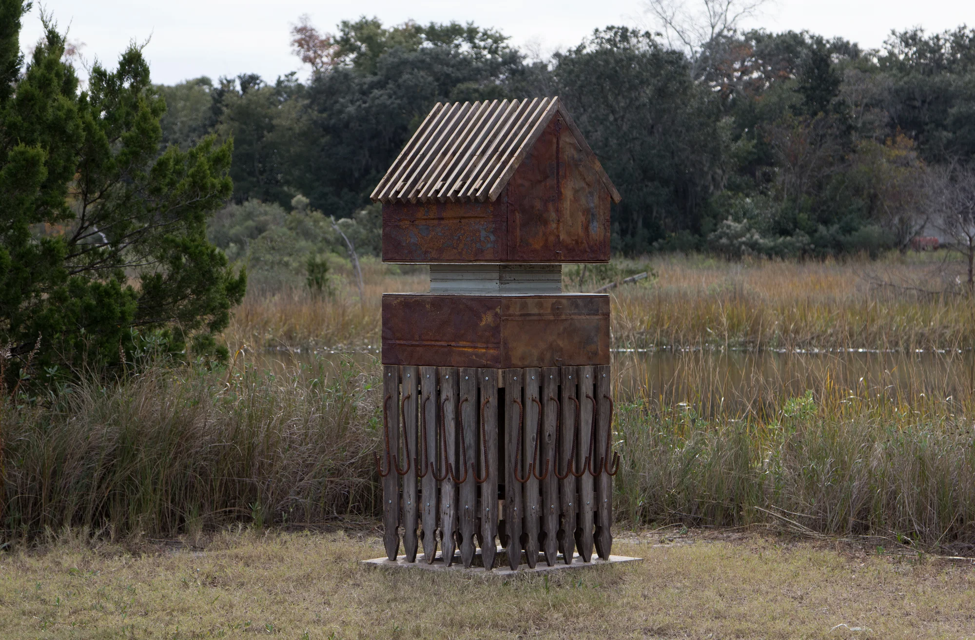 Homestead 2018 44 x 44 x 84 in. Tin Roof, Picket Fence, Interior Wood Paneling, and Rebar $9,500