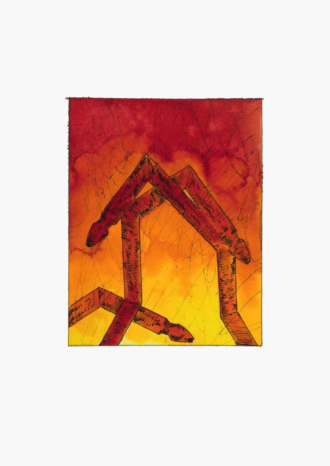   Inferno 008 , 2020 Pigment, Ink, and Colored Pencil on Paper Image 6.25 x 5 in. (16 x 13 cm) Paper 12 x 9 in. (31 x 23 cm) CONTACT FOR PRICE 