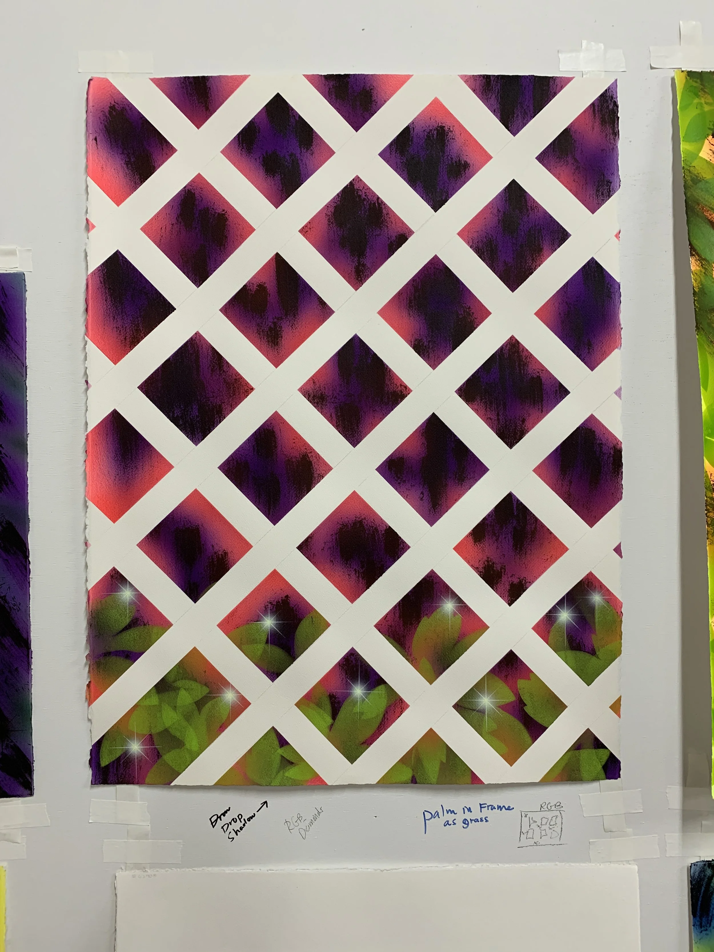   Untitled Study, 2022 (Trellis over Pink and Purple Moss)  30 x 22 in. Original NFS Commission for $2,300 